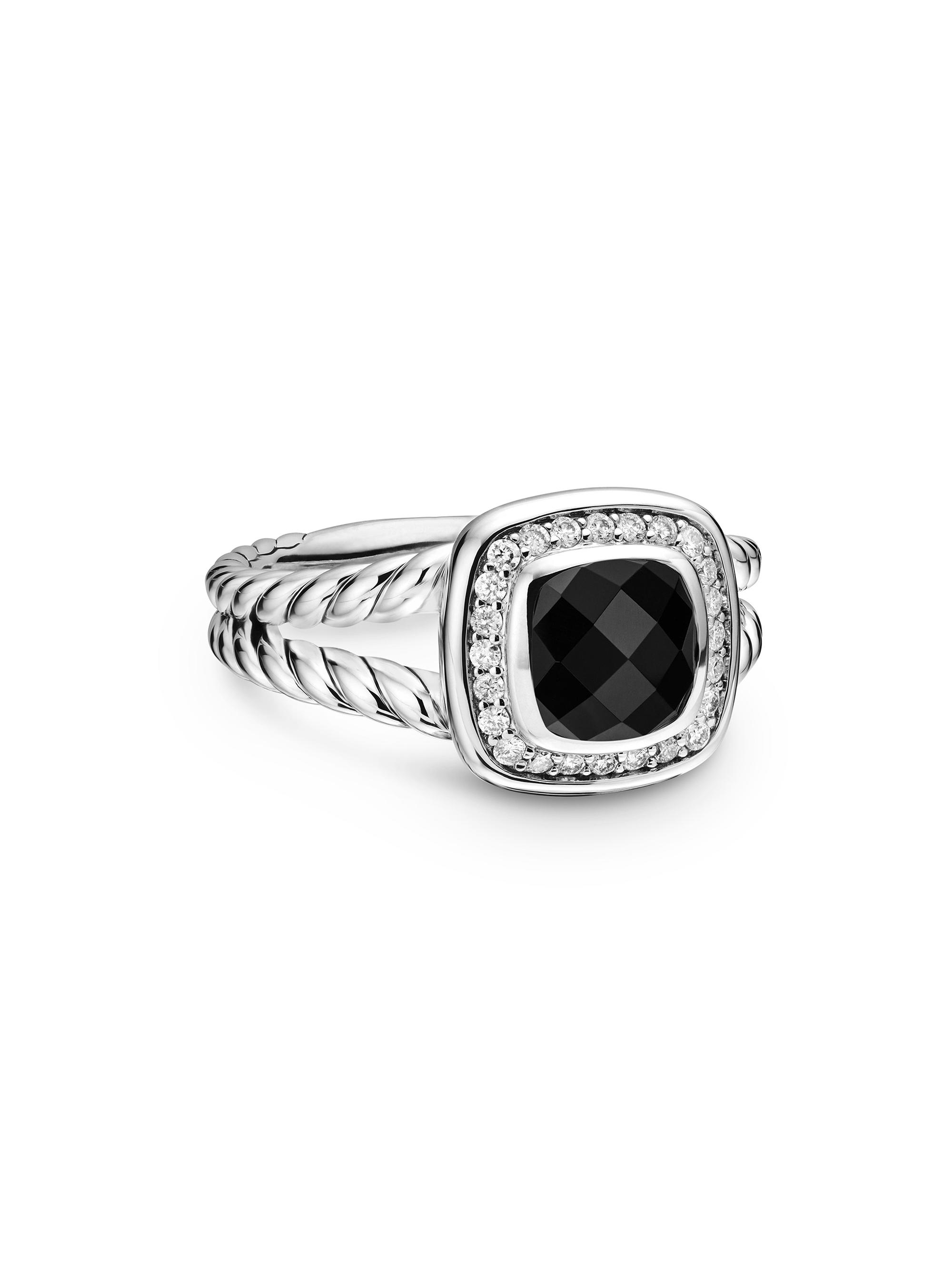 David Yurman Women's Petite Albion Ring With Pavé Diamonds - Black Onyx