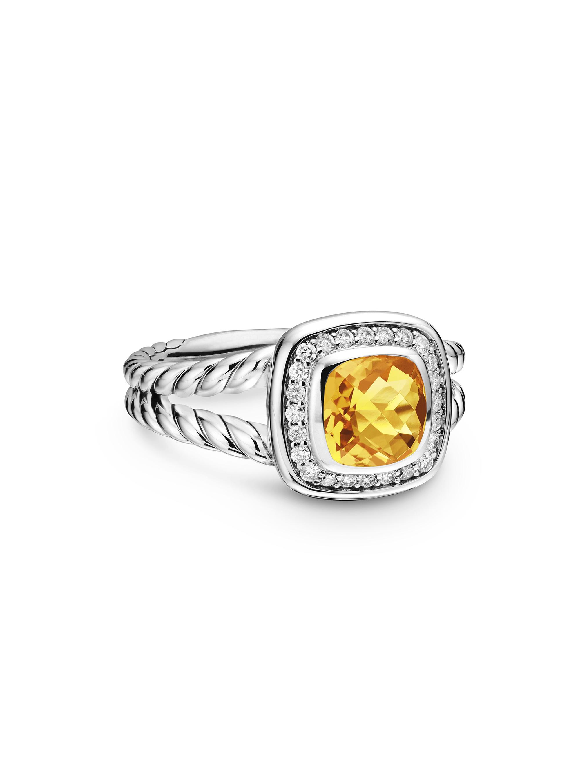 David Yurman Women's Petite Albion Ring With Pavé Diamonds - Citrine