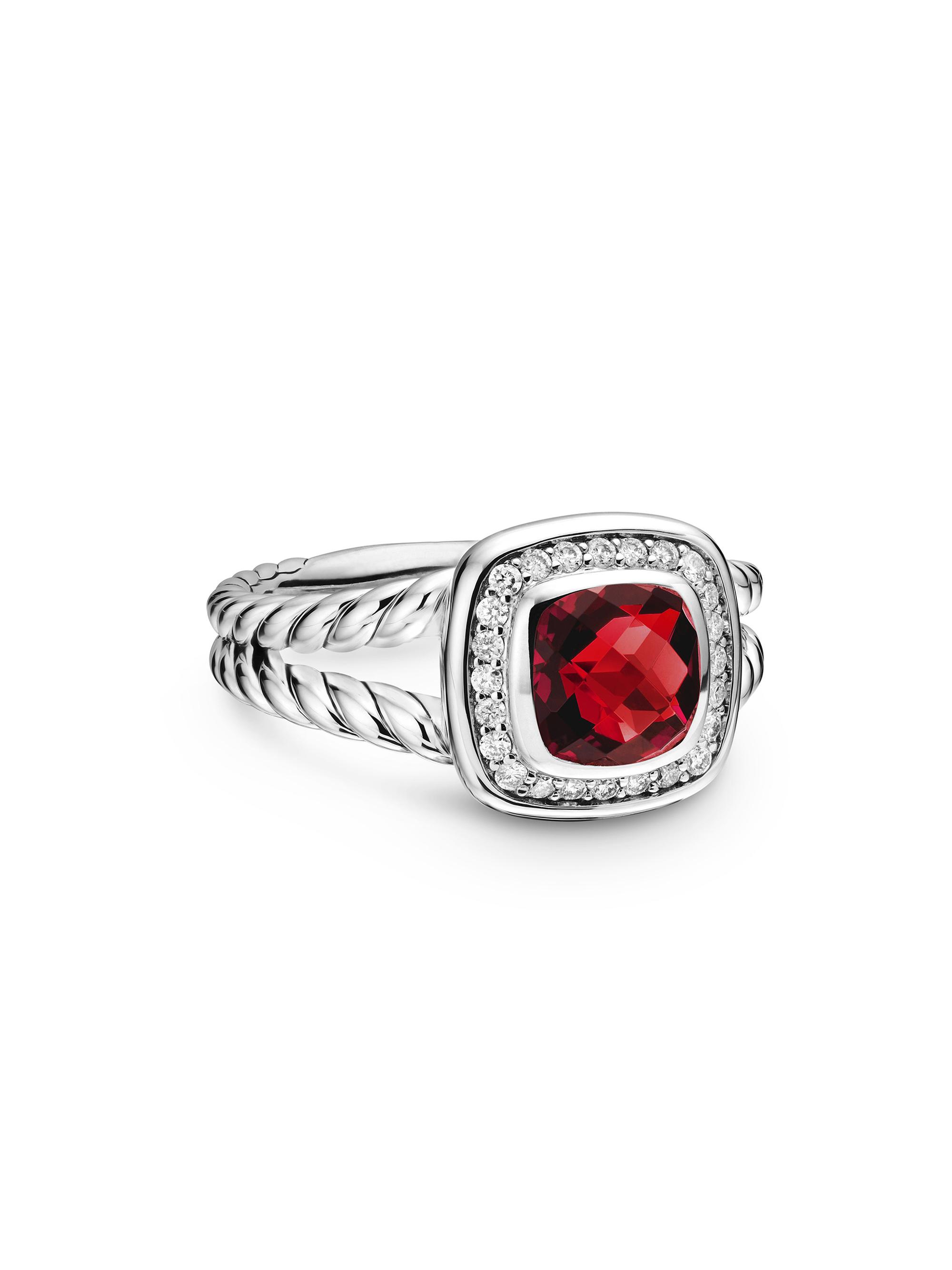 David Yurman Women's Petite Albion Ring With Pavé Diamonds - Garnet