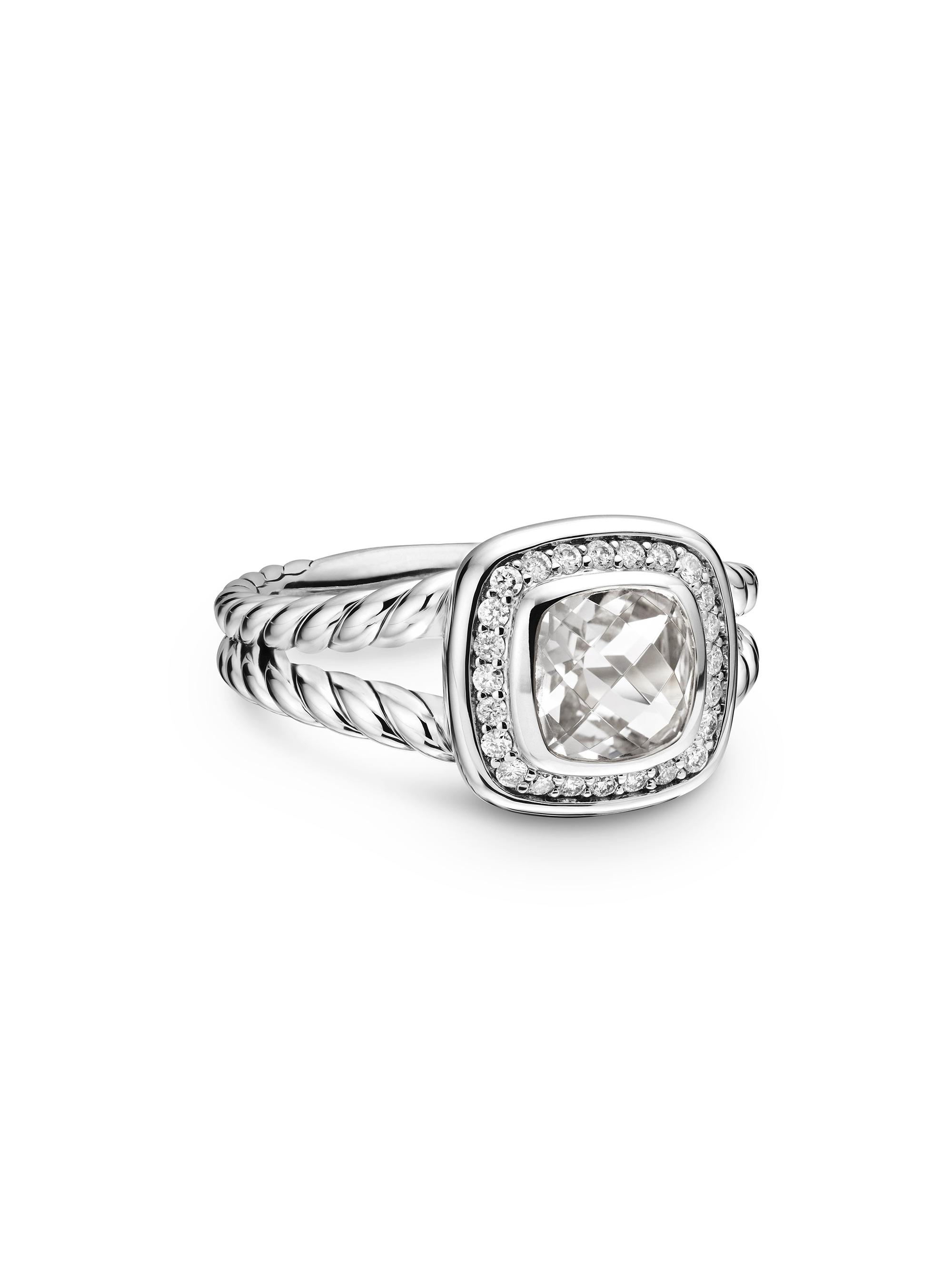 David Yurman Women's Petite Albion Ring With Pavé Diamonds - White Topaz