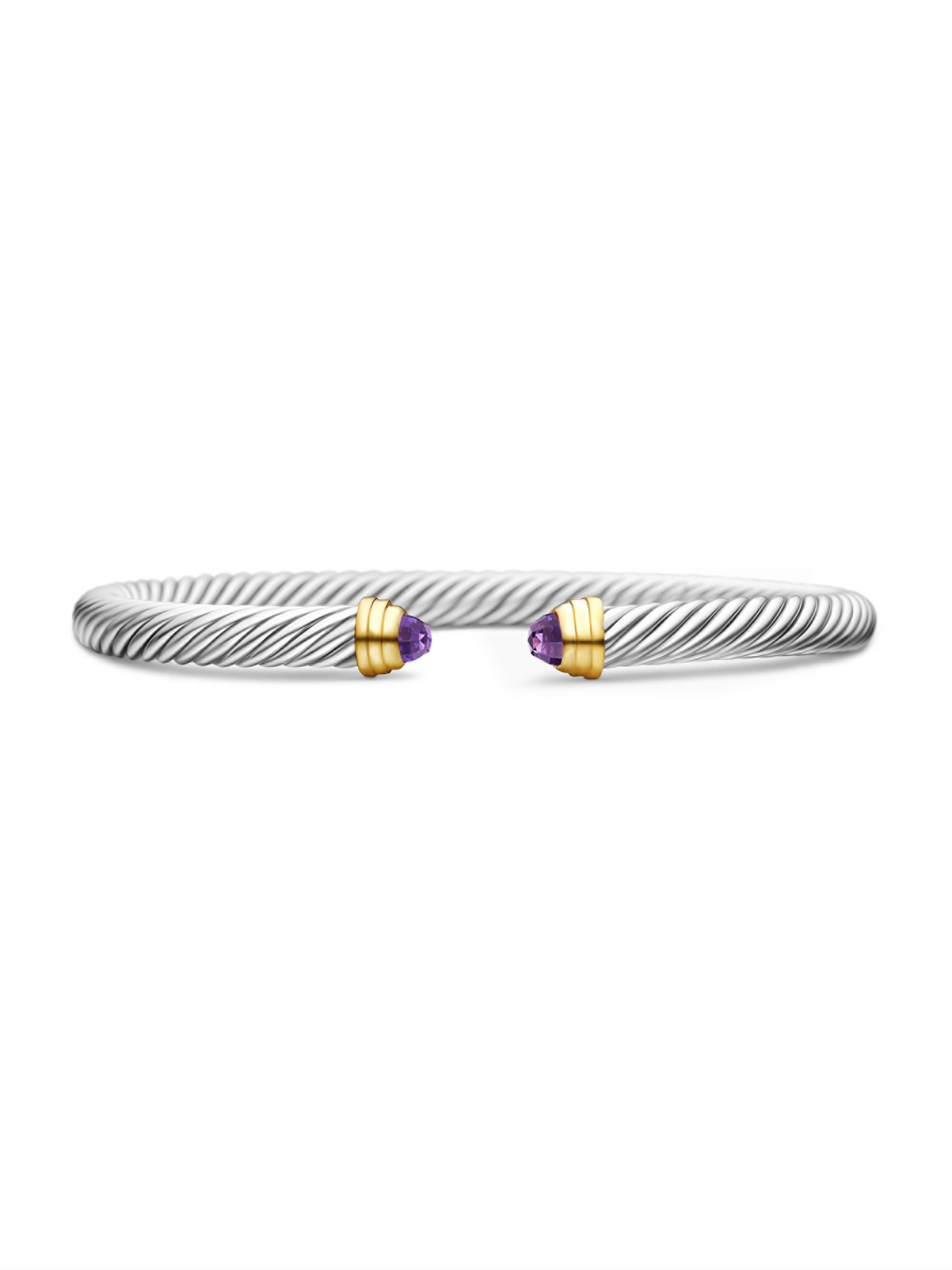 David Yurman Women's Classic Cable Bracelet in Sterling Silver - Amethyst
