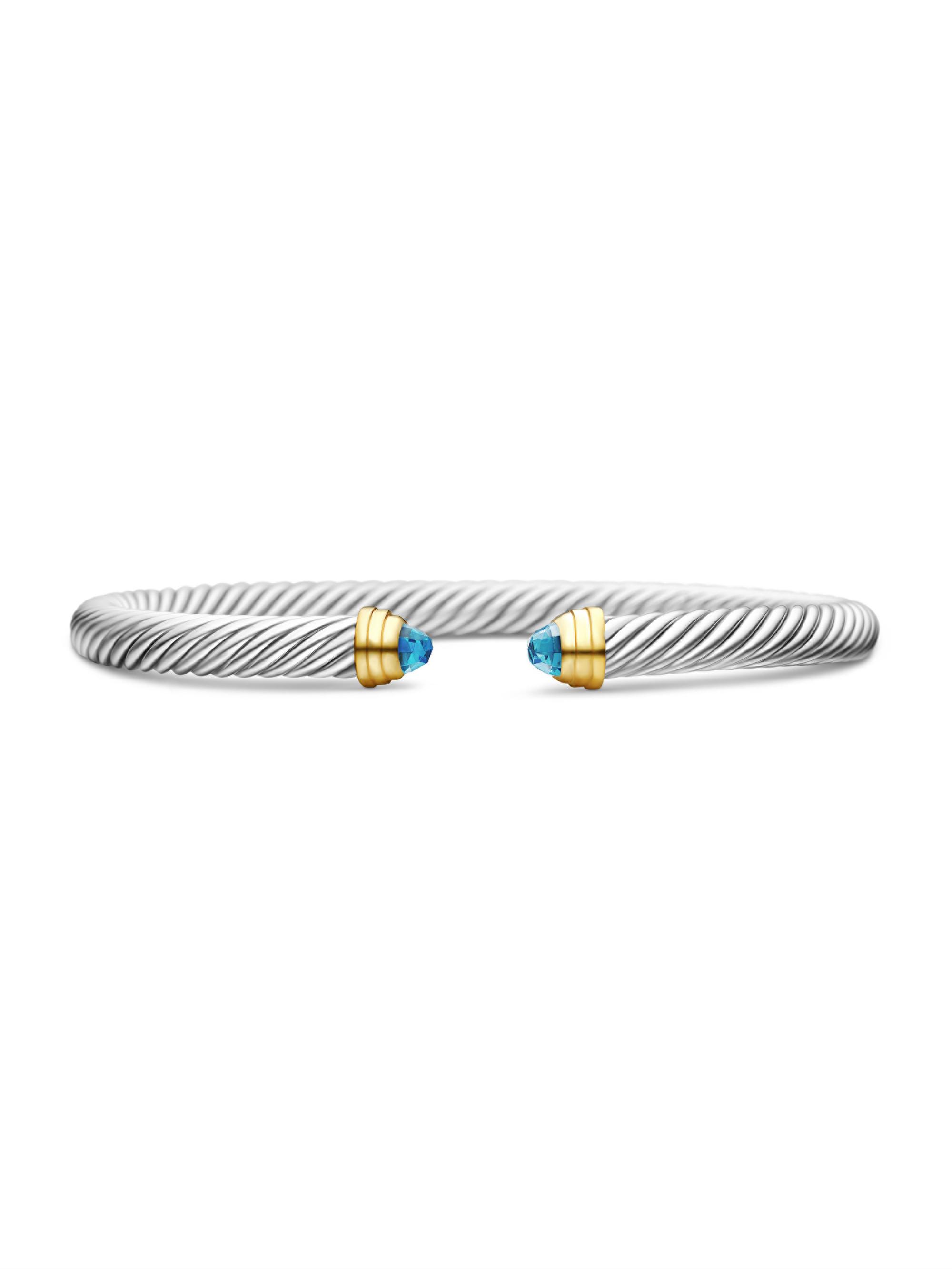 David Yurman Women's Classic Cable Bracelet in Sterling Silver - Blue Topaz