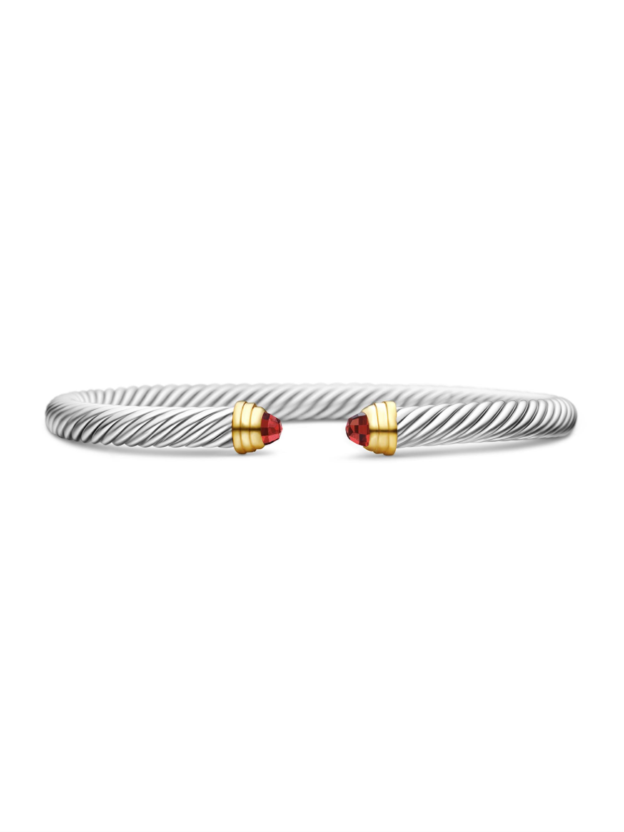 David Yurman Women's Classic Cable Bracelet in Sterling Silver - Garnet - Women's Jewelry And Watches