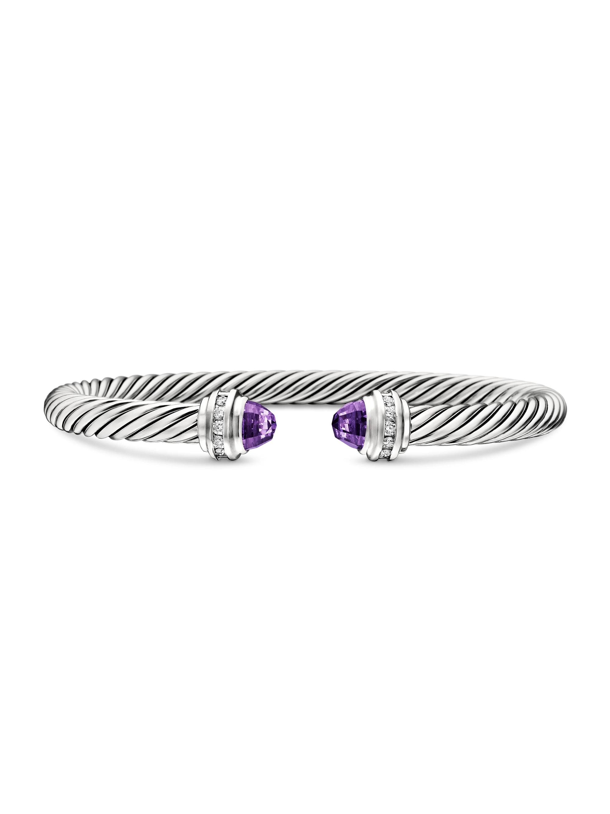 David Yurman Women's Cable Classics Princess Bracelet with Pavé Diamonds - Amethyst