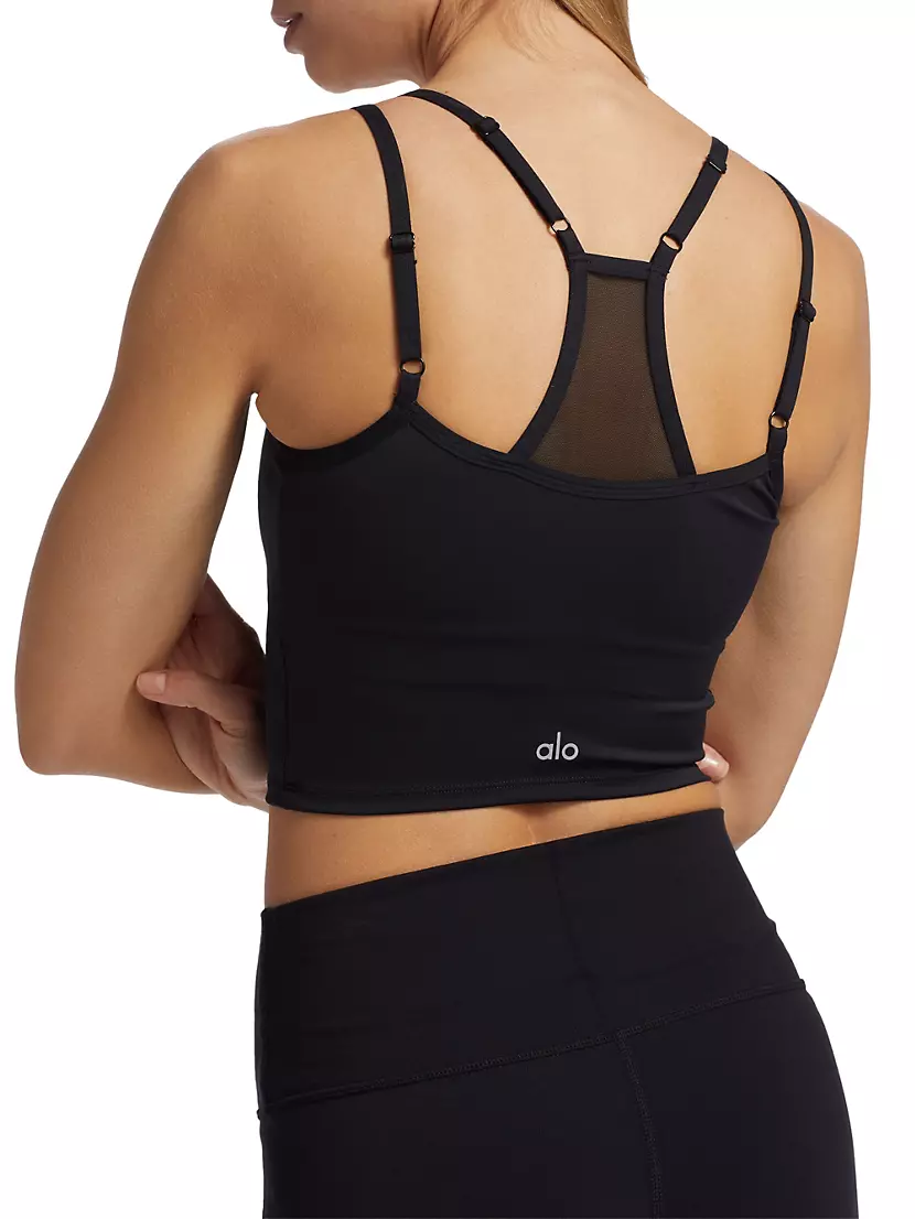 Alo Yoga®  Airlift Glimmer Houndstooth Real Bra Tank Top in Black, Size:  XS - Yahoo Shopping