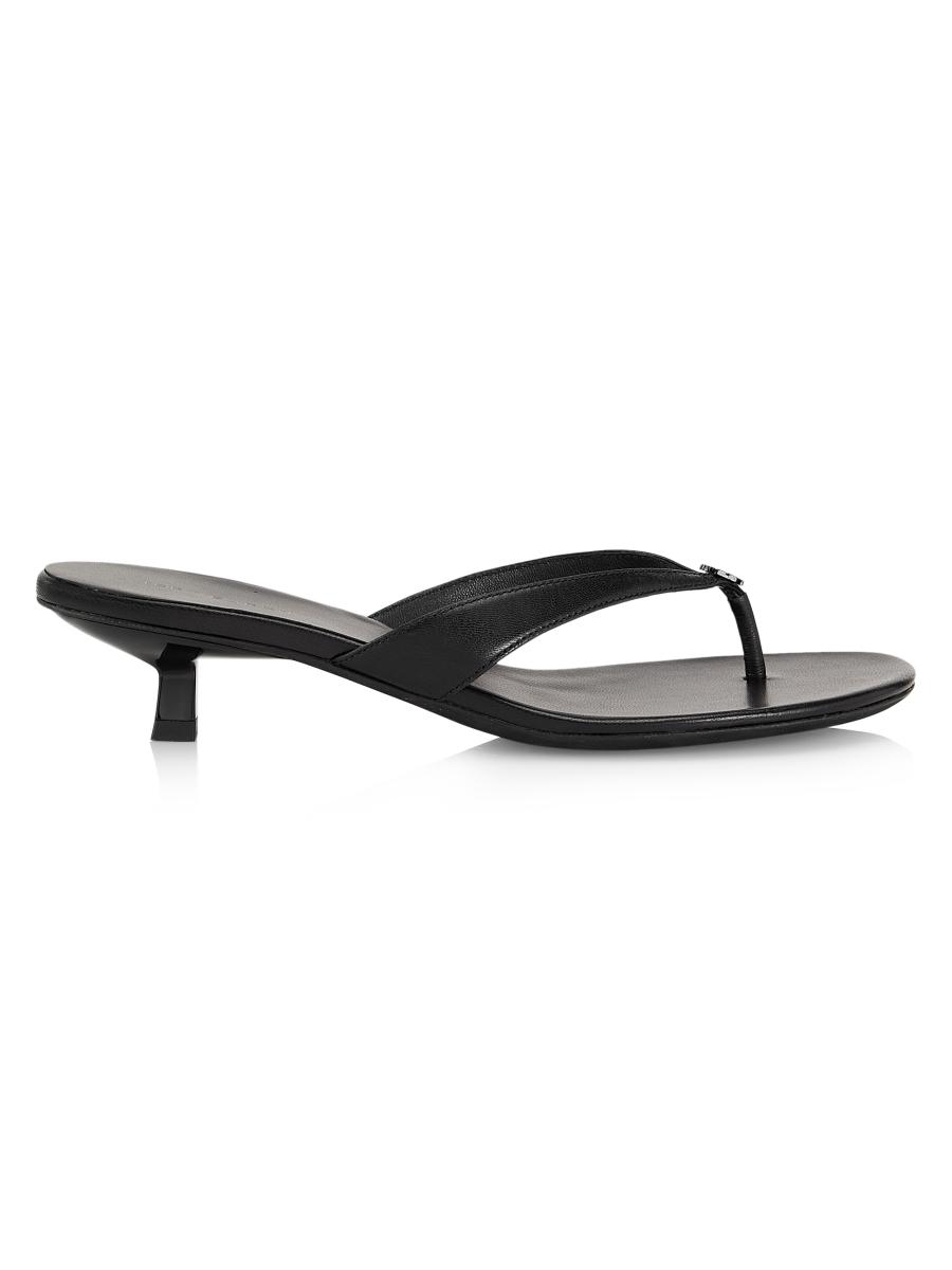 Tory Burch Classic Logo 35MM Leather Kitten-Heel Sandals