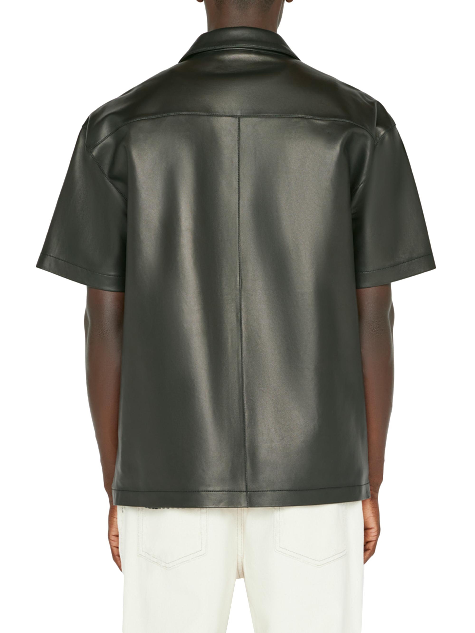 トップス archive leather short sleeve shirt Frame Short-Sleeve Leather Shirt | Saks Fifth Avenue