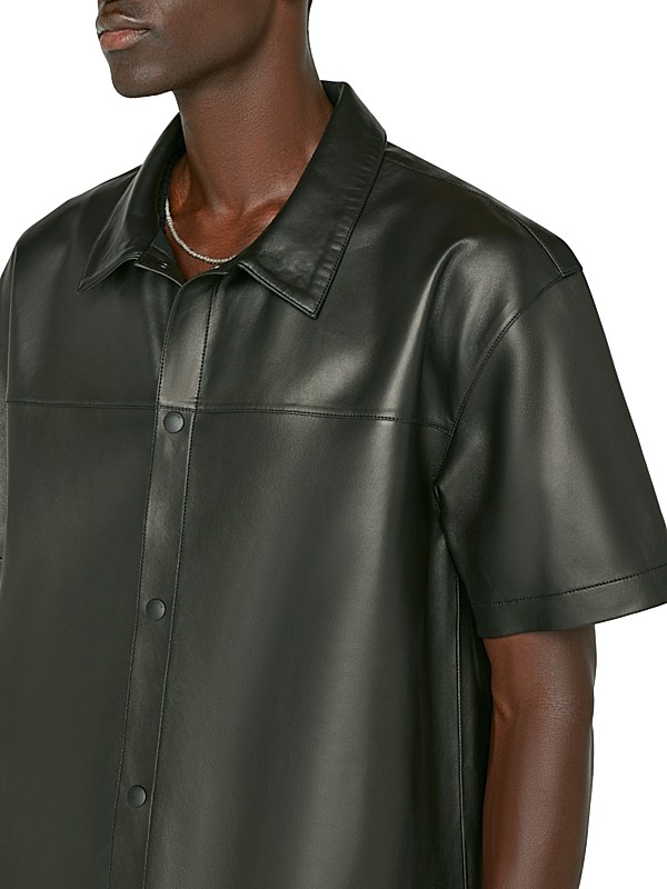 Shop Frame Short-Sleeve Leather Shirt | Saks Fifth Avenue Shop Frame Short-Sleeve Leather Shirt | Saks Fifth Avenue