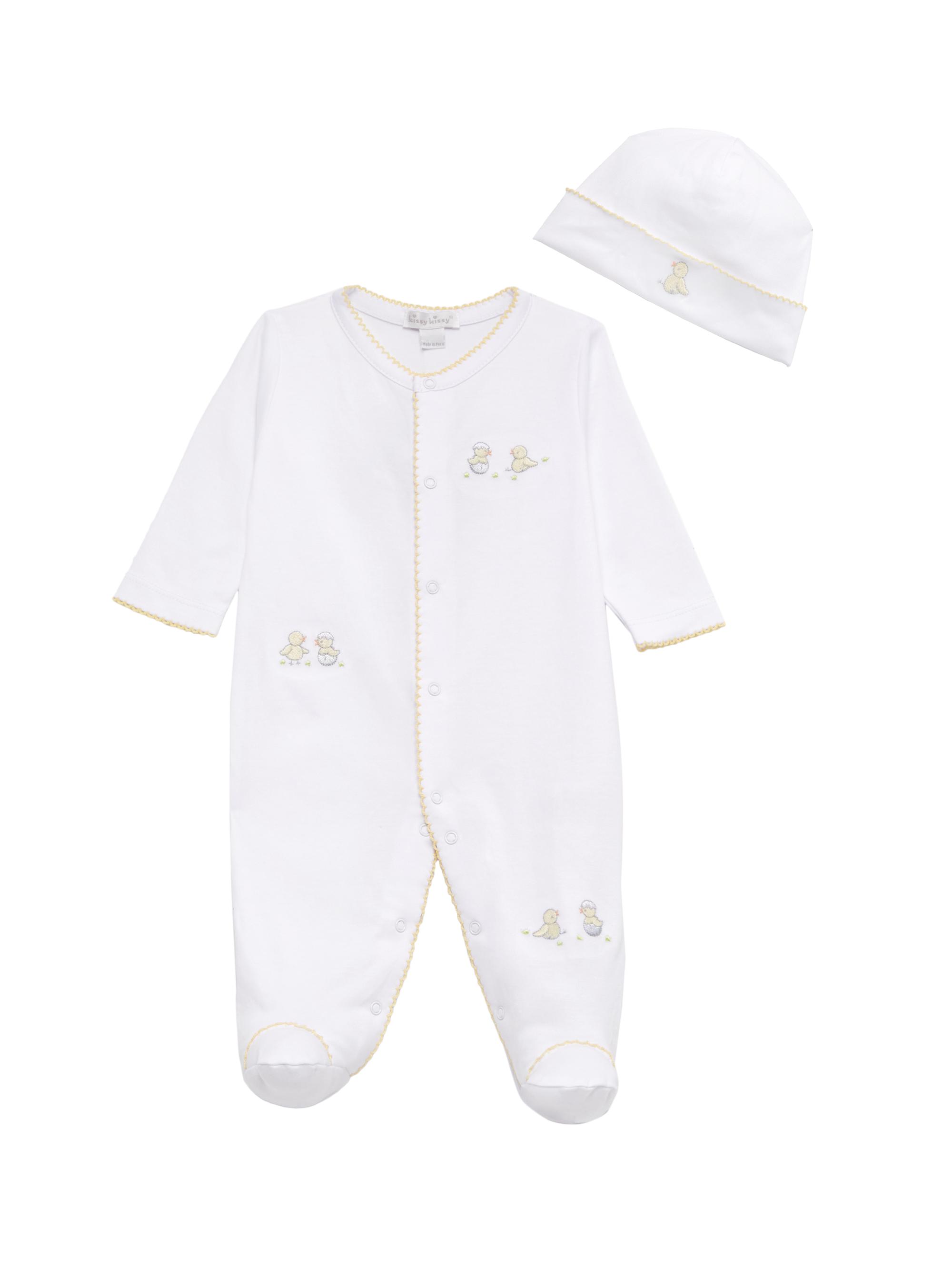 Kissy Kissy Baby's Hatchlings Footie & Hat Set - White Silver 3 Months