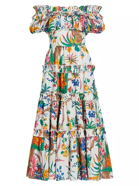 Shop Love the Label Rosaline Floral Off-the-Shoulder Midi Dress | Saks ...