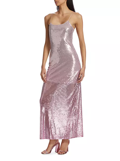 Sequin Wave Embroidered Strapless Gown