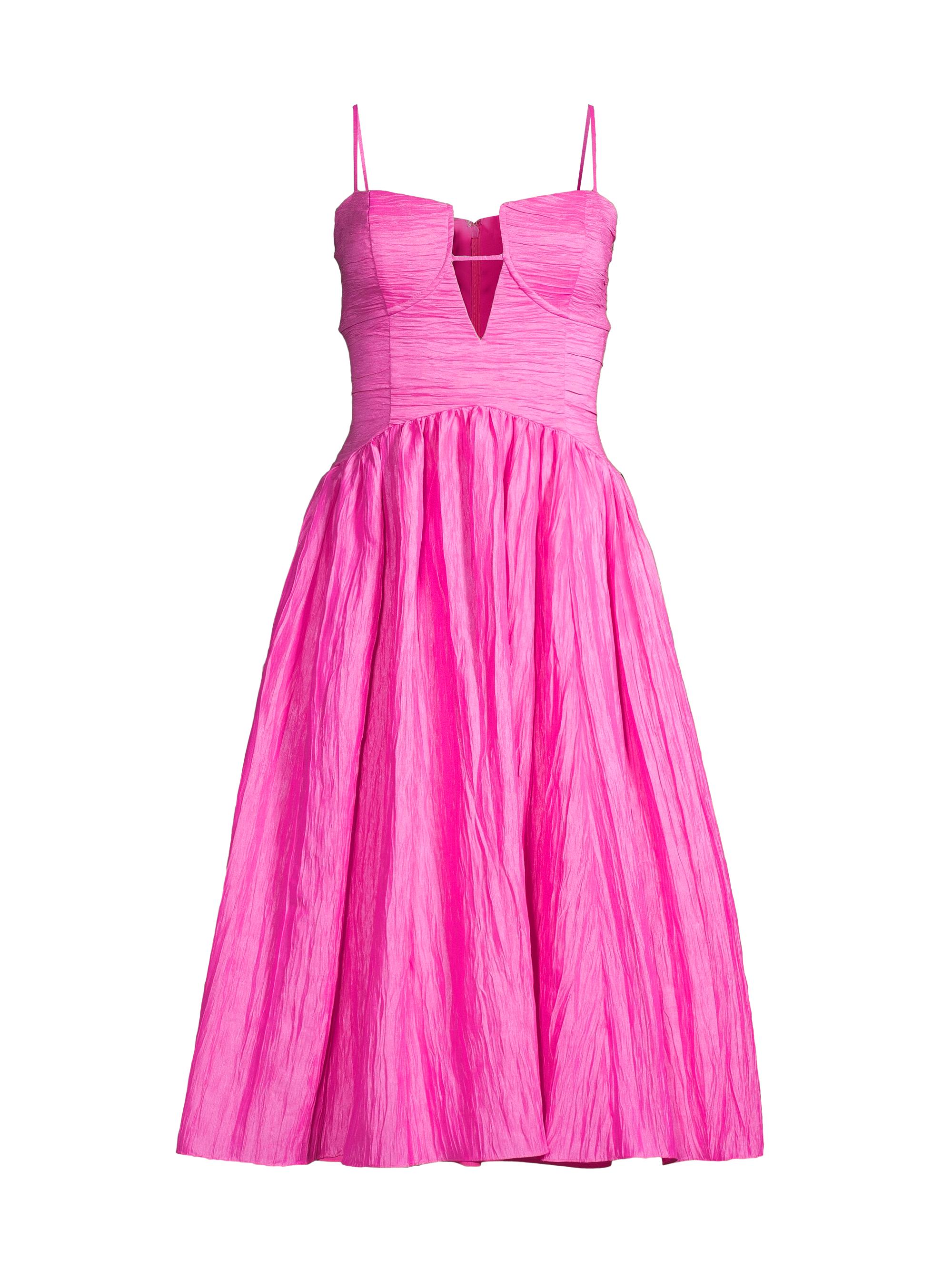 Liv Foster Women's Crinkle A-Line Midi-Dress - Hot Pink