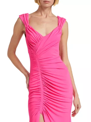 Cinq à Sept Julieta Ruched Jersey Midi-Dress | Saks Fifth Avenue