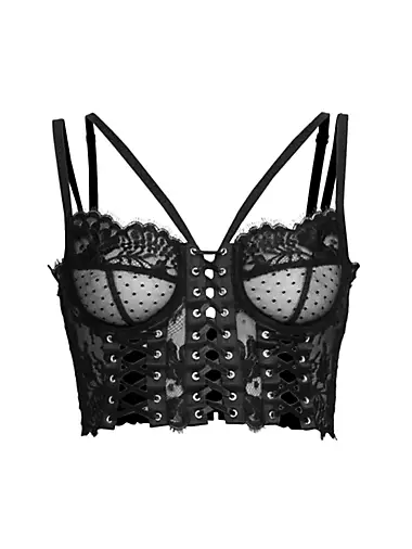 Bebe black lace push up bra corset bralette top Small NWT