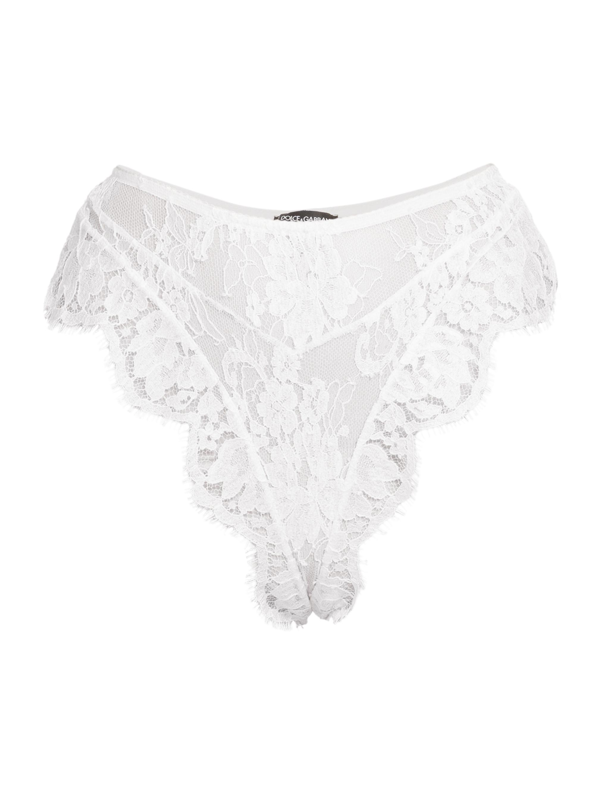 Dolce & Gabbana Women's Bianco High-Waisted Lace Brief - Bianco Ottico