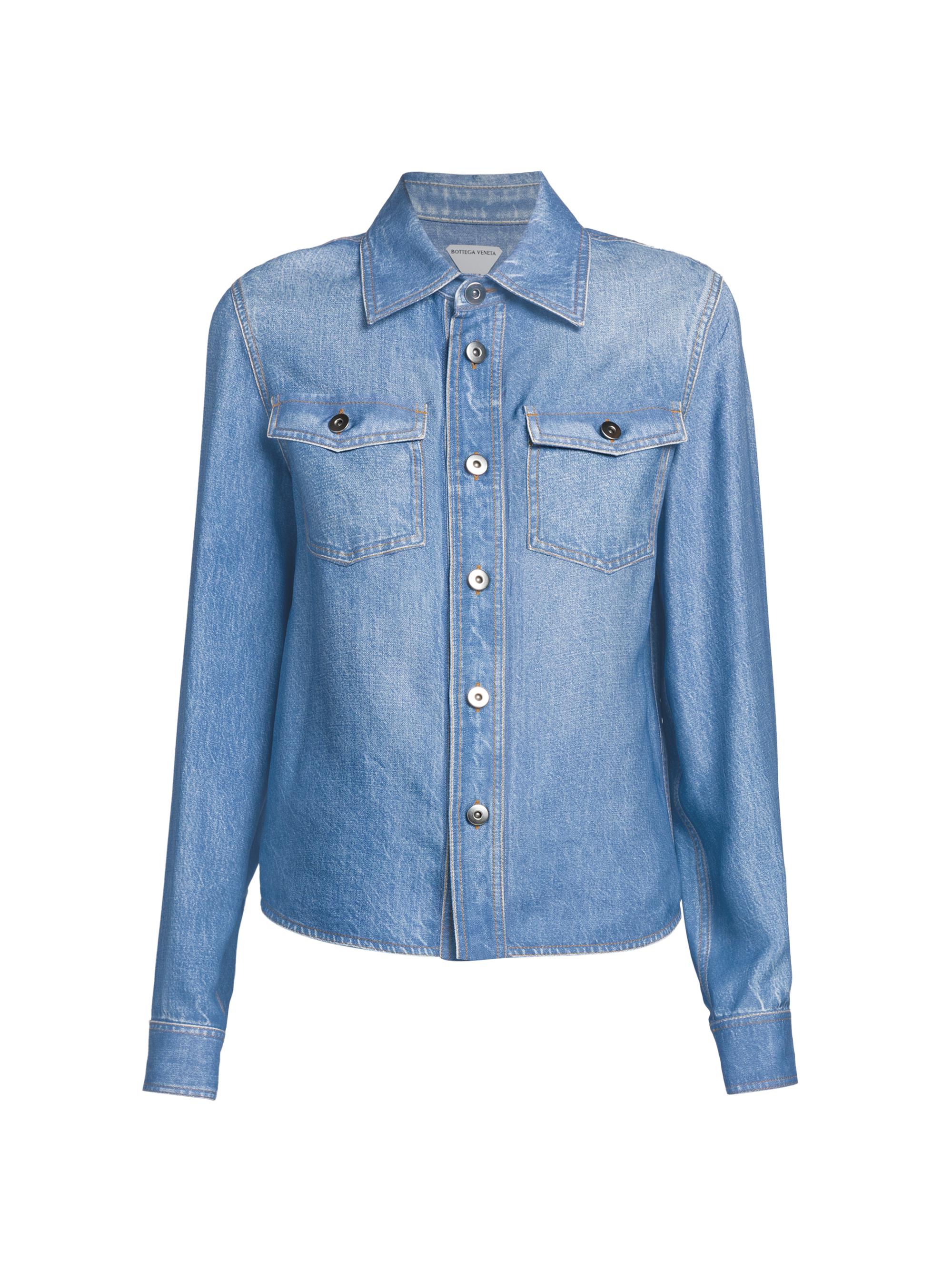 Bottega Veneta Women's Faded Denim-Like Shirt - Pale Blue