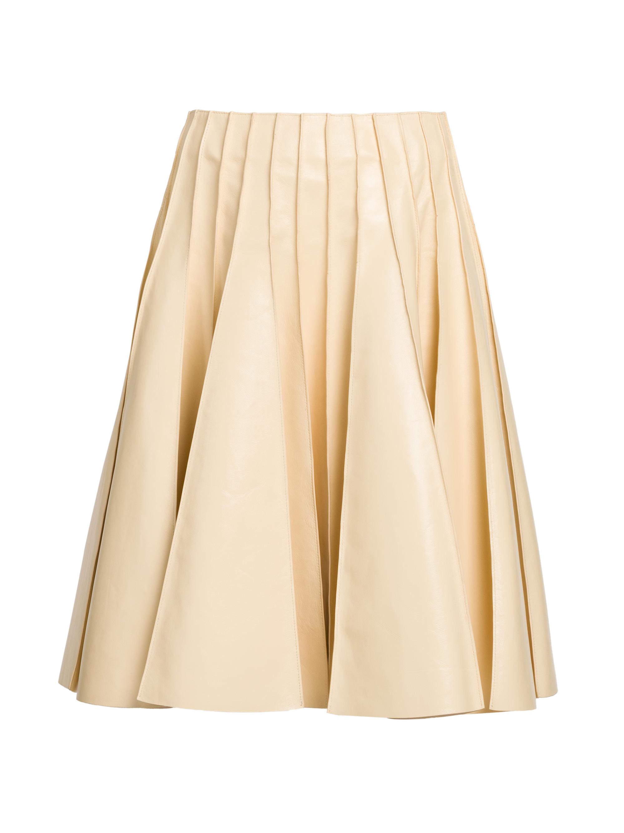 Bottega Veneta Women's Leather Plissé Midi-Skirt - Rubber