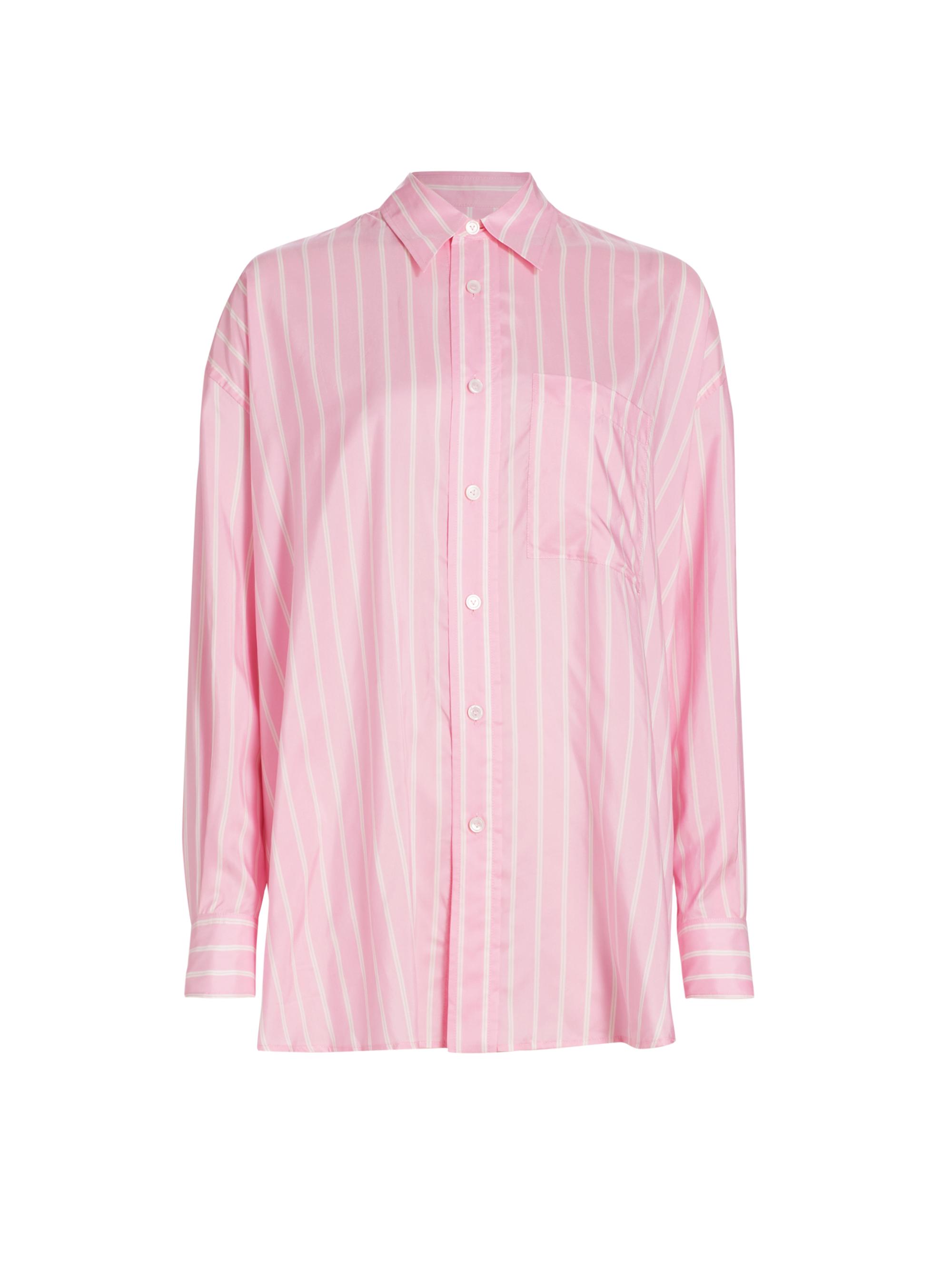 Bottega Veneta Women's Double Striped Silk Shirt - White Blush