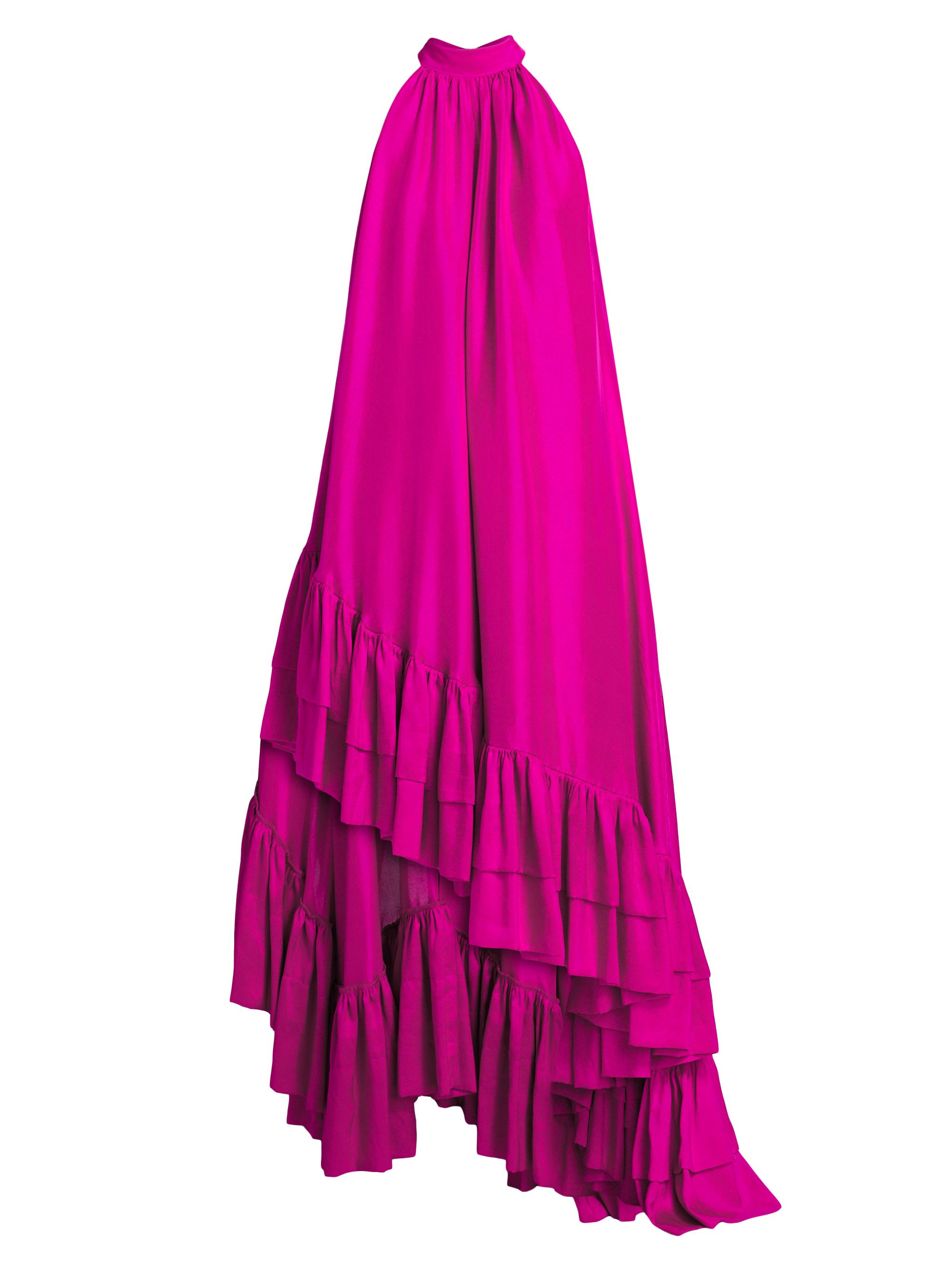 Azeeza Women's Lucas Ruffled Silk High-Low Gown - Magenta