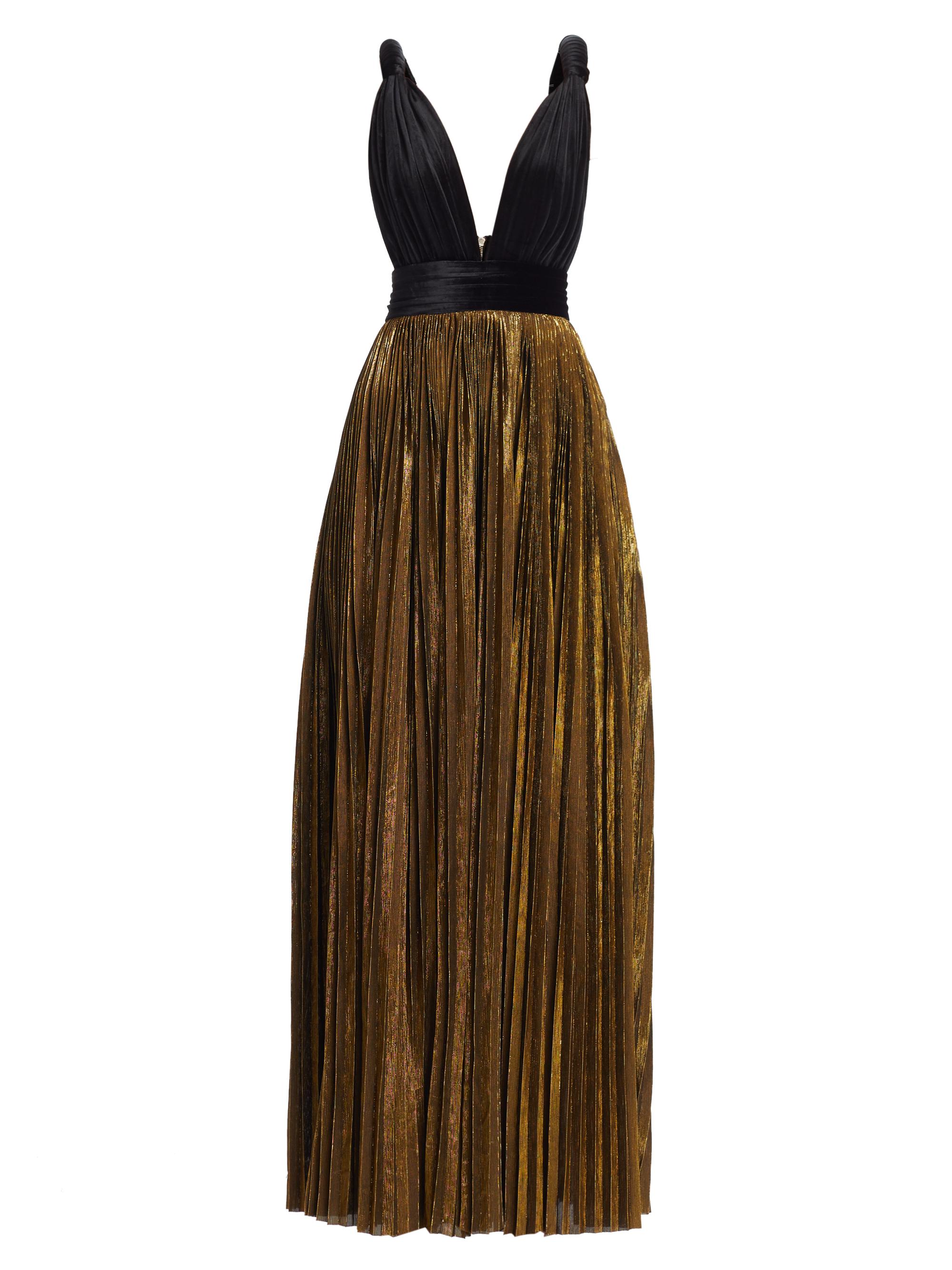 green emerald velvet dress Black & Gold Embroidered Corset Gown with Cape – VALDRIN SAHITI main image 1