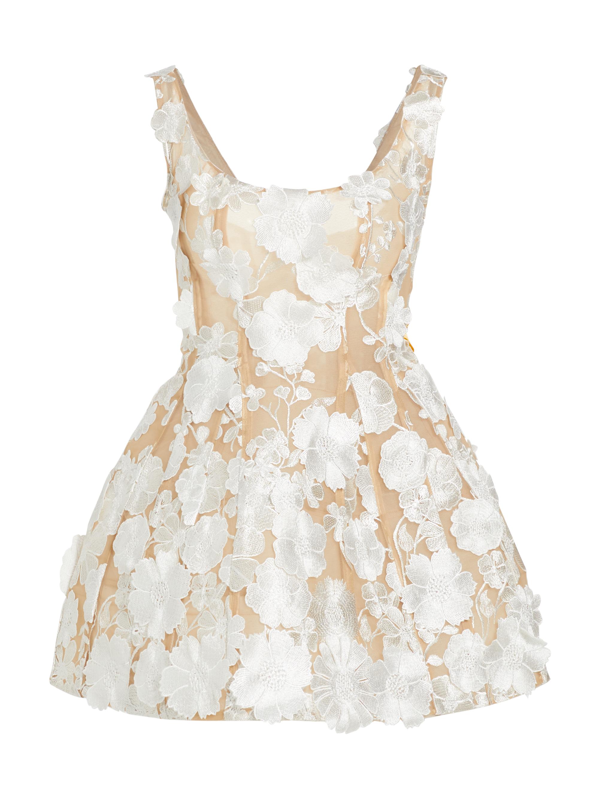 Bronx and Banco Women's Jasmine Floral Appliqué Minidress - White Floral