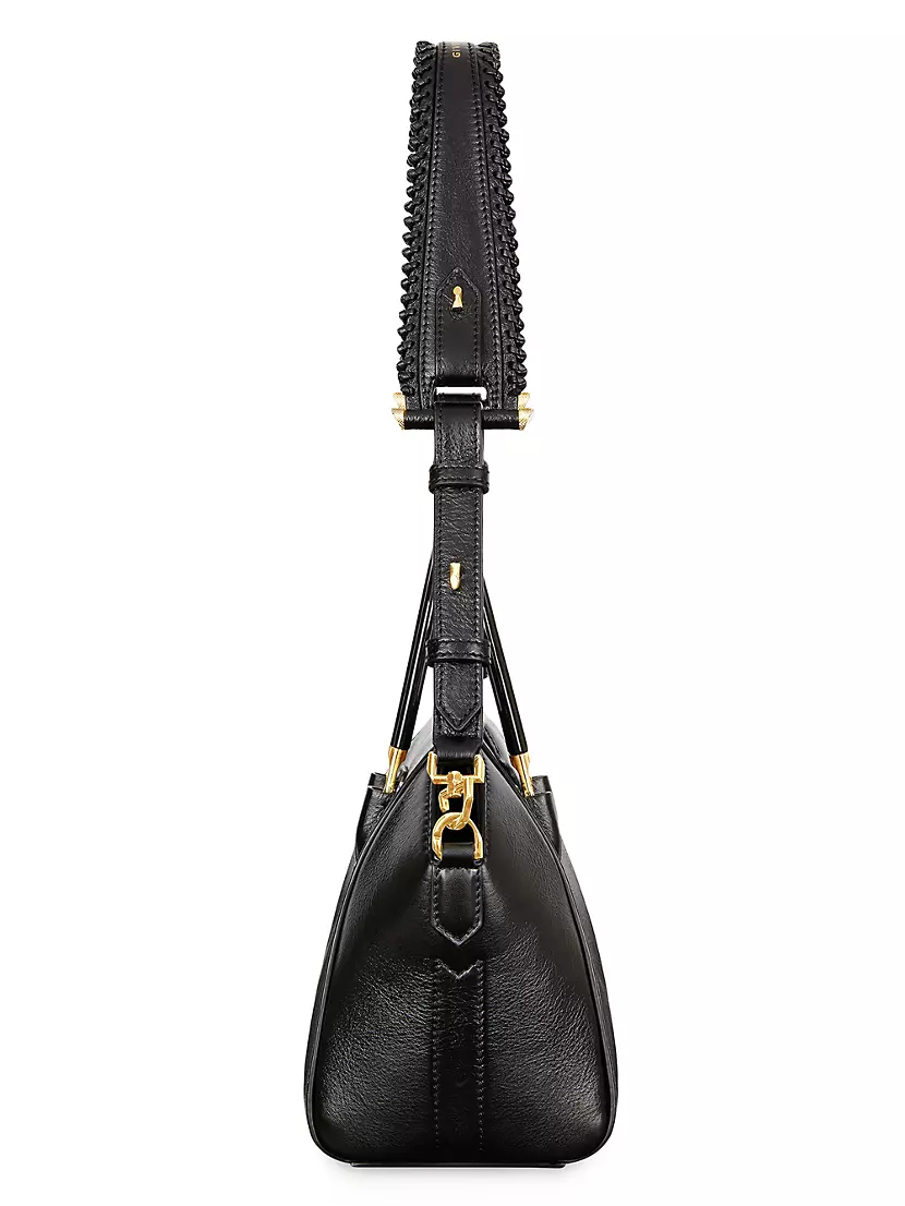 Shop Givenchy Mini Antigona Bag In Leather With Metal Handles 