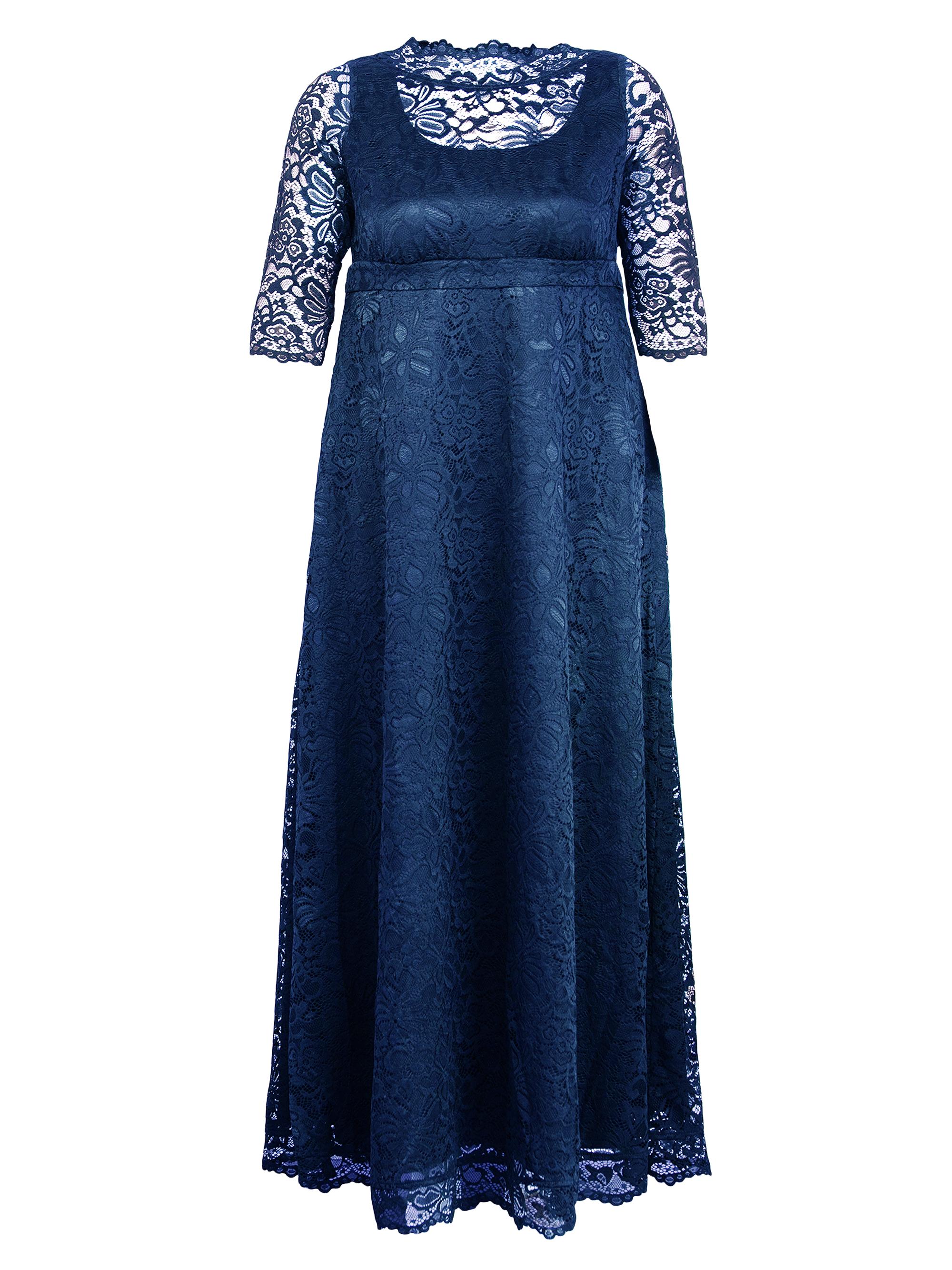 Kiyonna Women's Leona Lace Gown - Nocturnal Navy