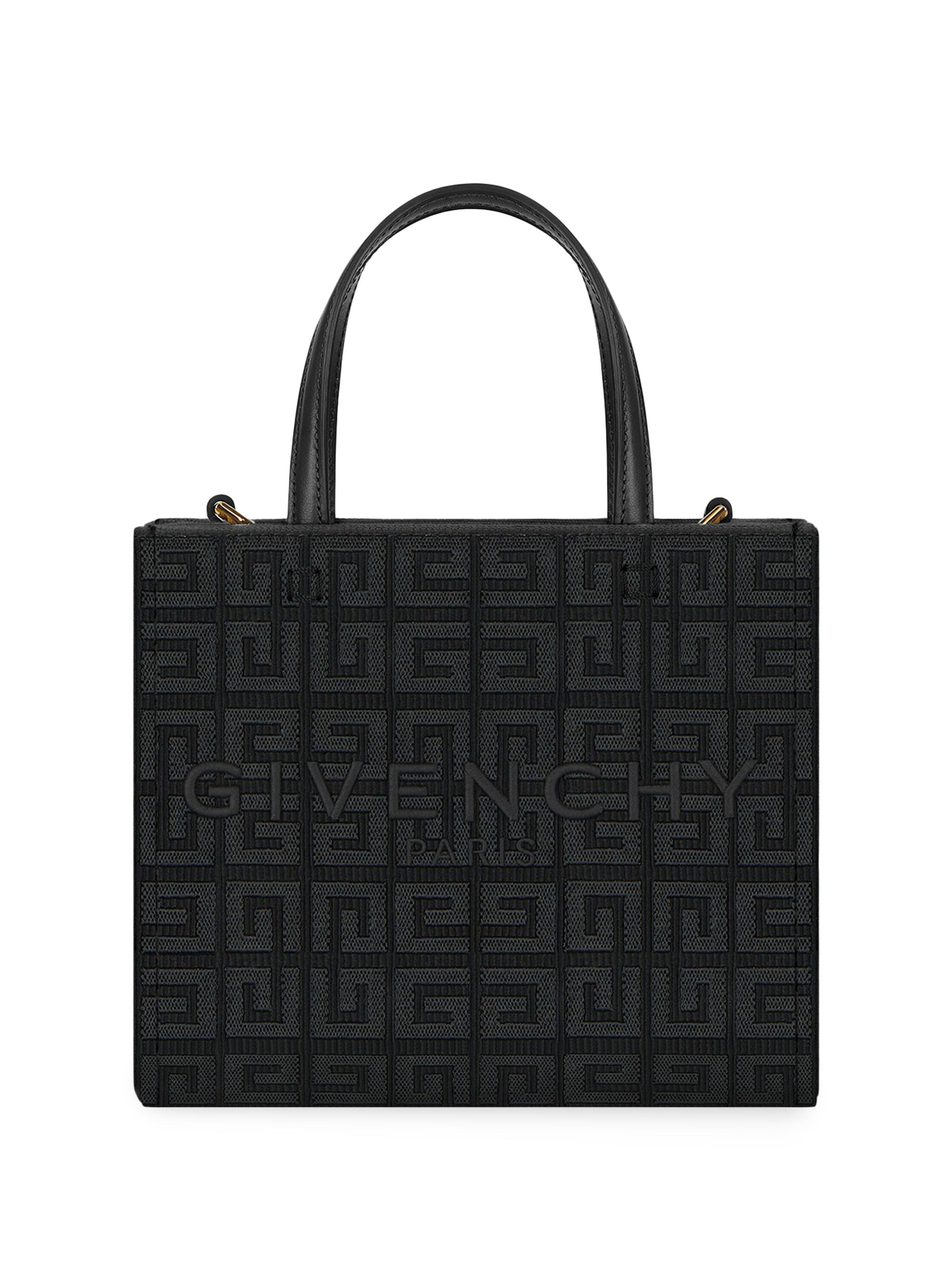 Givenchy Women's Mini G Tote Shopping Bag In 4G Embroidered Canvas - Black