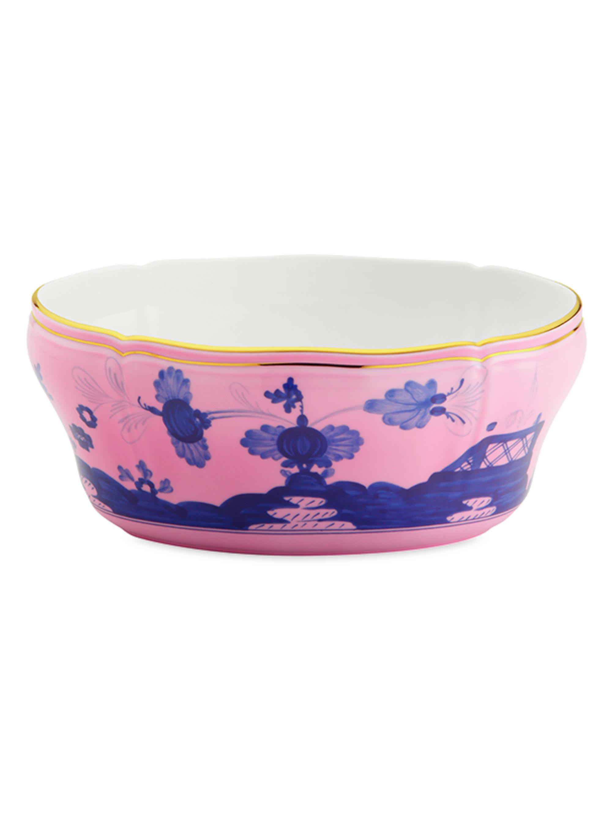 Ginori 1735 Oriente Italiano Gold-Rimmed Salad Bowl - Azalea