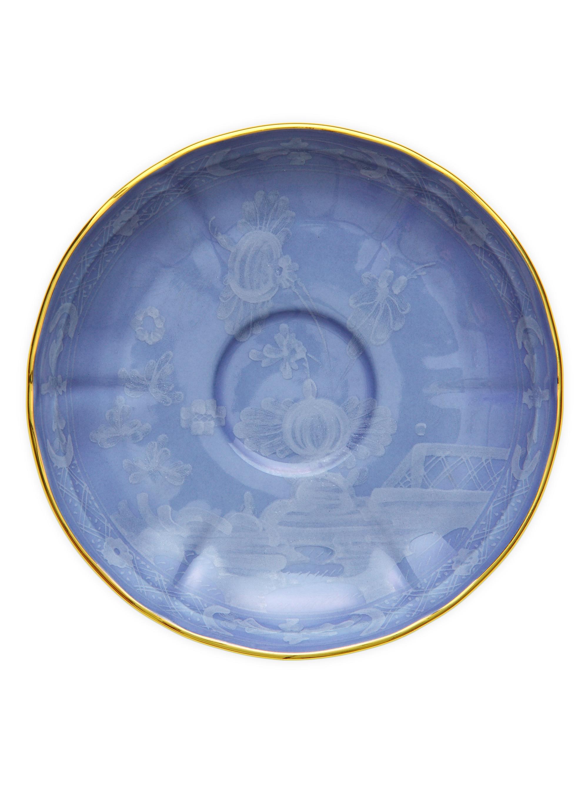 Ginori 1735 Oriente Italiano Gold-Rimmed Tea Saucer - Periwinkle Blue