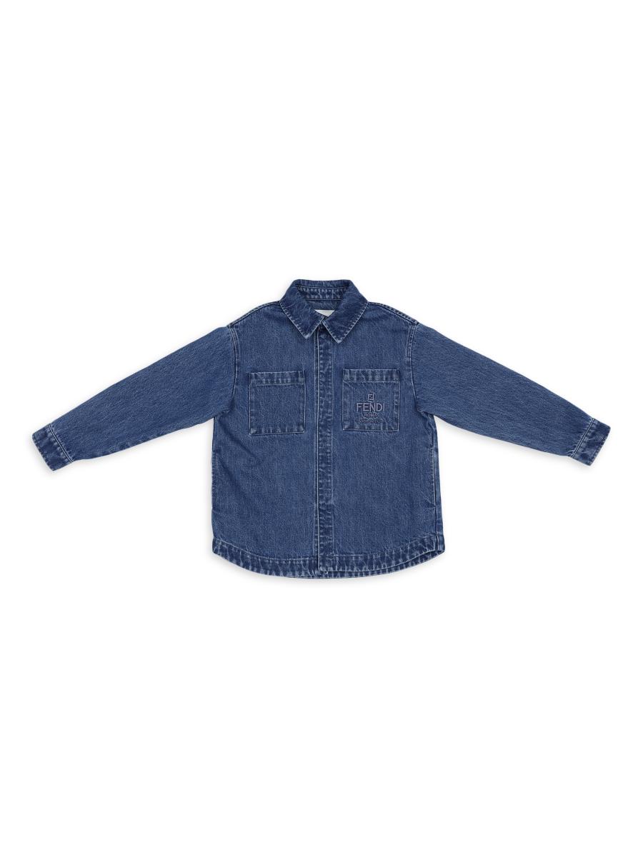 Fendi Boy's Logo Embroidered Denim Shirt Jacket | Saks Fifth
