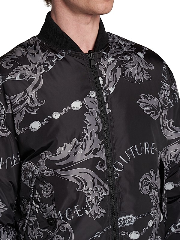 Shop Versace Jeans Couture Chain-Link Bomber Jacket | Saks Shop Versace Jeans Couture Chain-Link Bomber Jacket | Saks