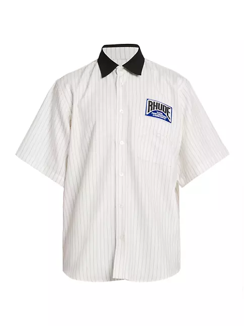 Striped Monogram Pocket T-Shirt Dress - Luxury White