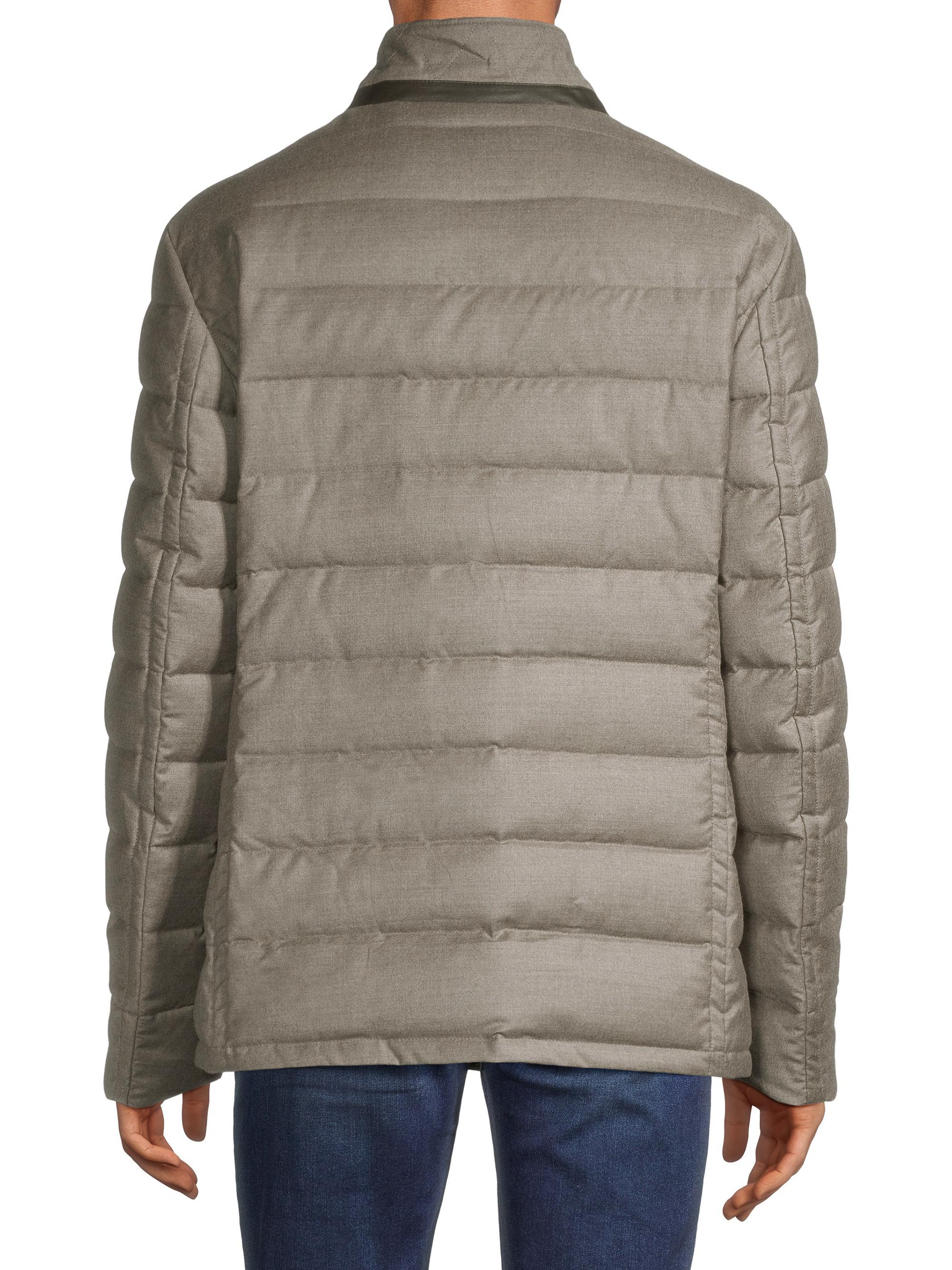 Moorer quilted-finish buttoned-up coat - Neutrals