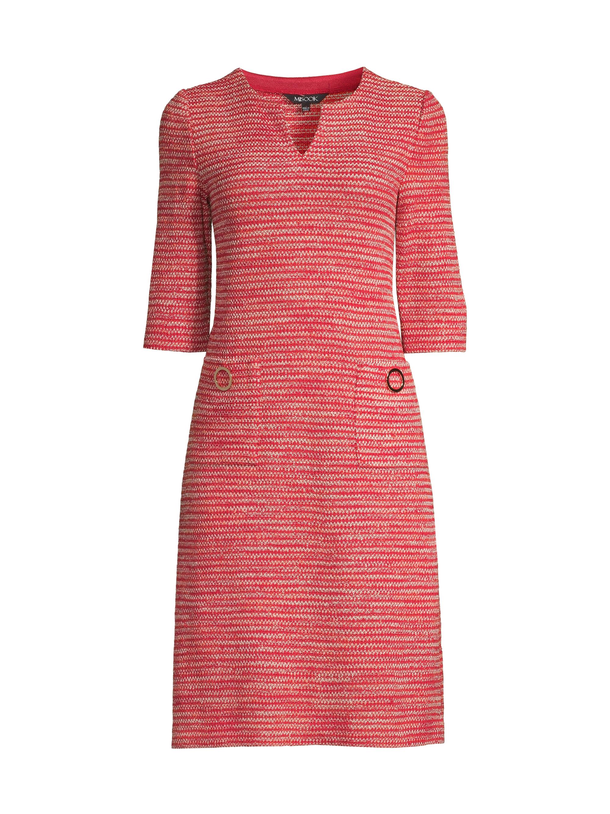 Misook Women's Tweed Knit Heritage-Fit Shift Dress - Red Multi