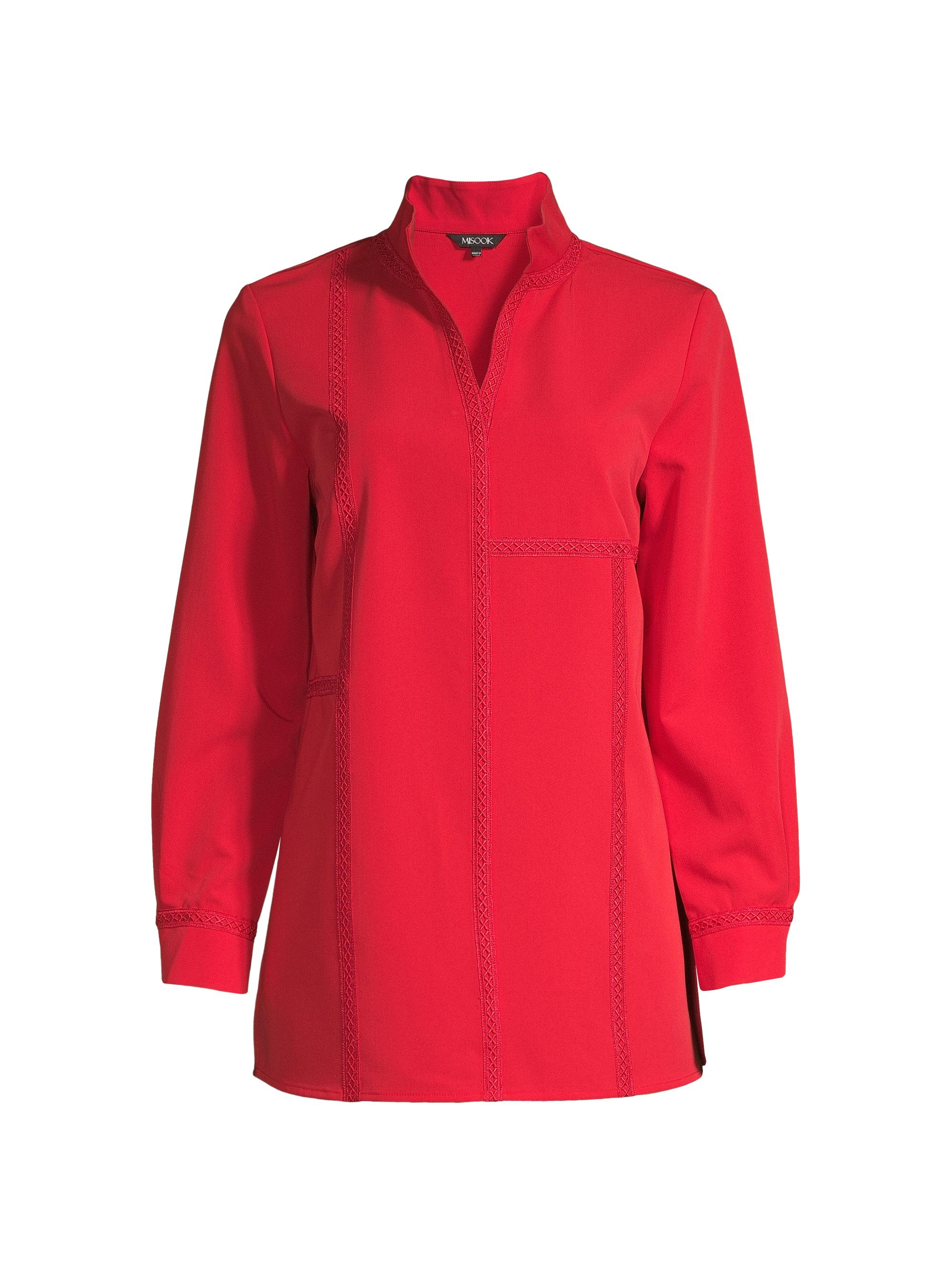 Misook Women's Knit Stitched-Front Blouse - Sunset Red
