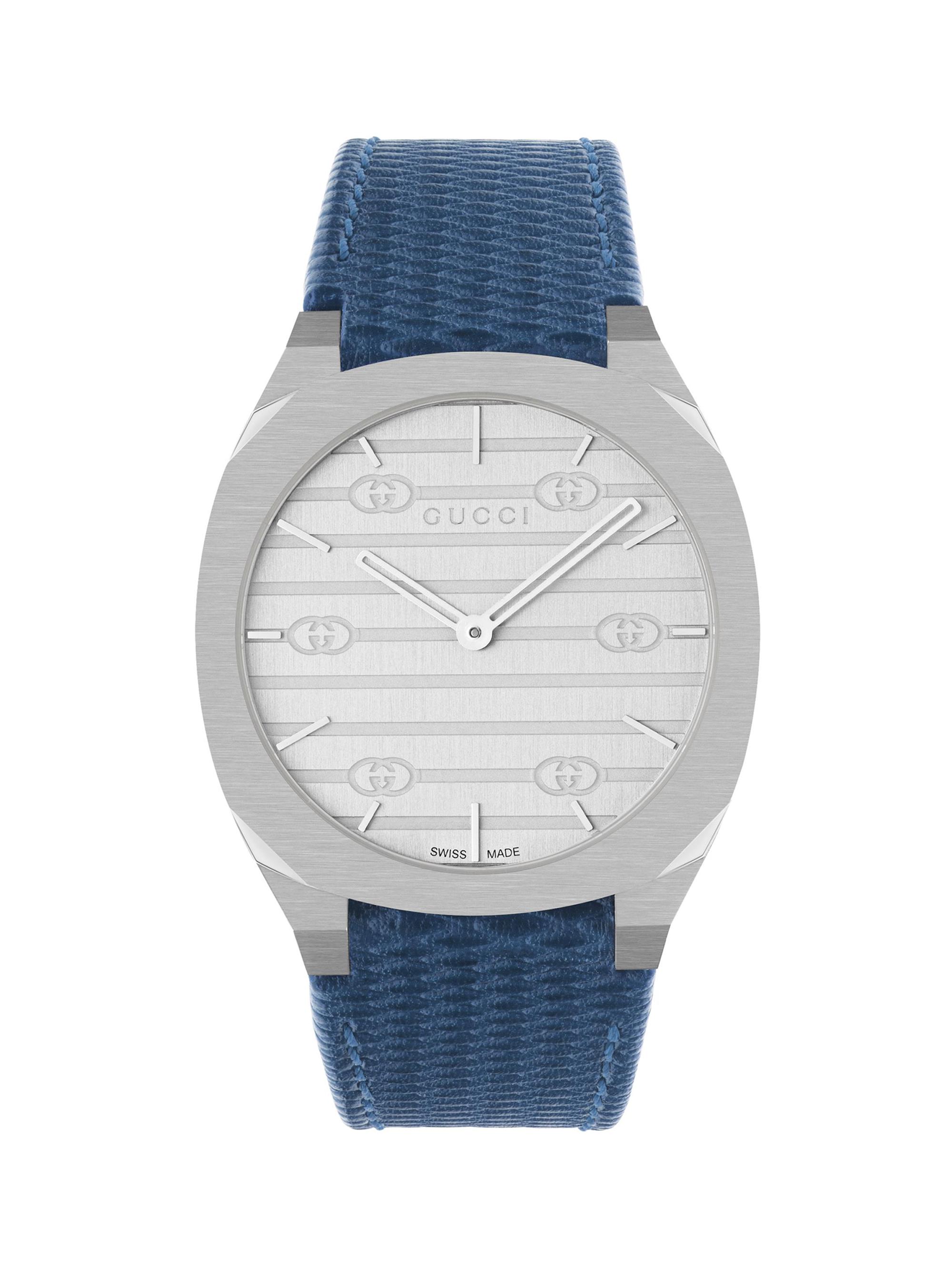 Gucci Gucci 25H Stainless Steel Blue Leather Watch Saks Fifth