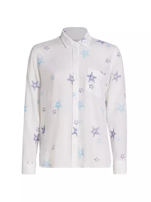 Shop Rails Charli Star-Print Linen-Blend Shirt | Saks Fifth Avenue | T-Shirts