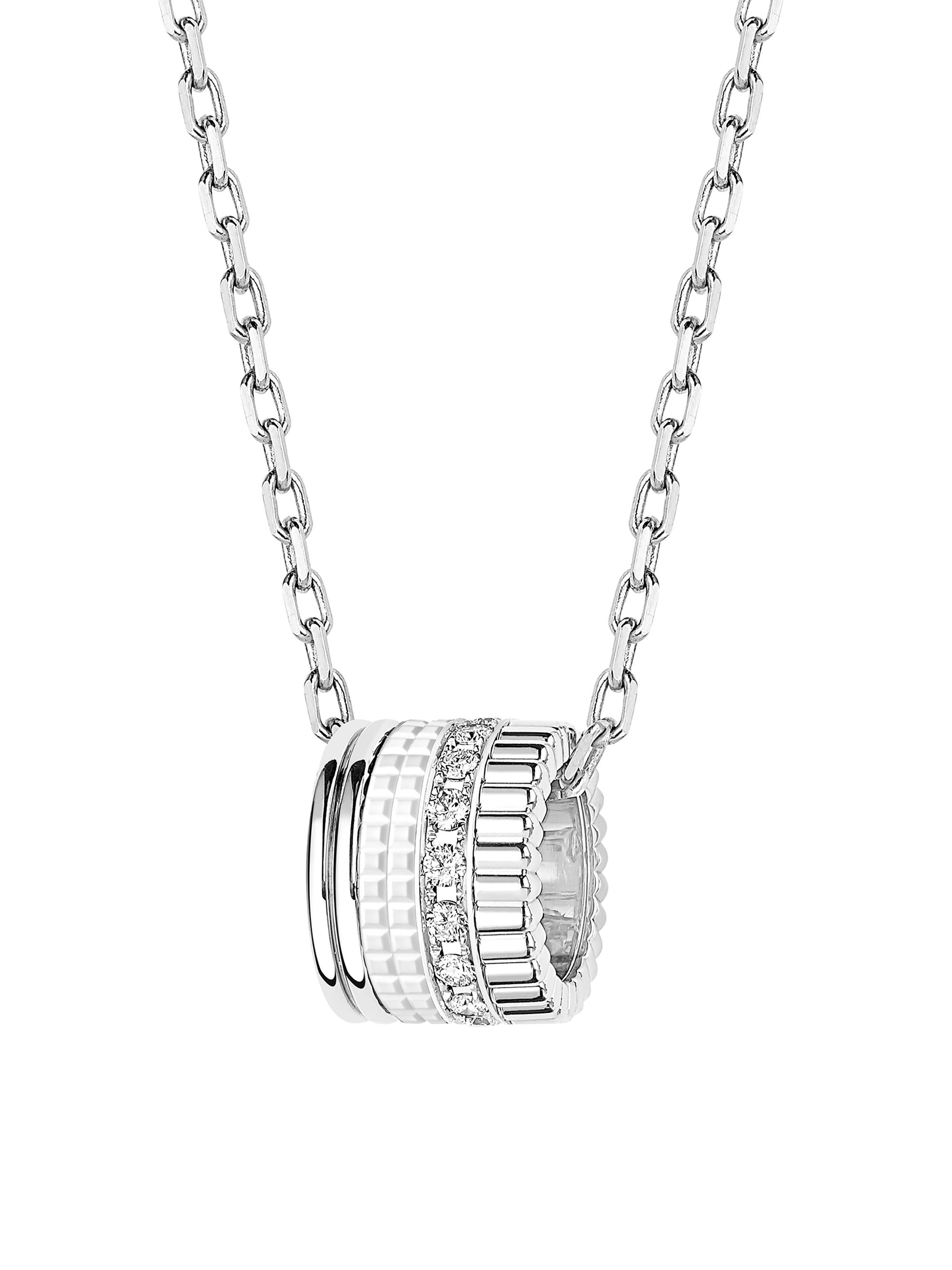 Boucheron Women's Quatre White Edition 18K White Gold, HyCeram & 0.24 TCW Diamond Pendant Necklace - White Gold