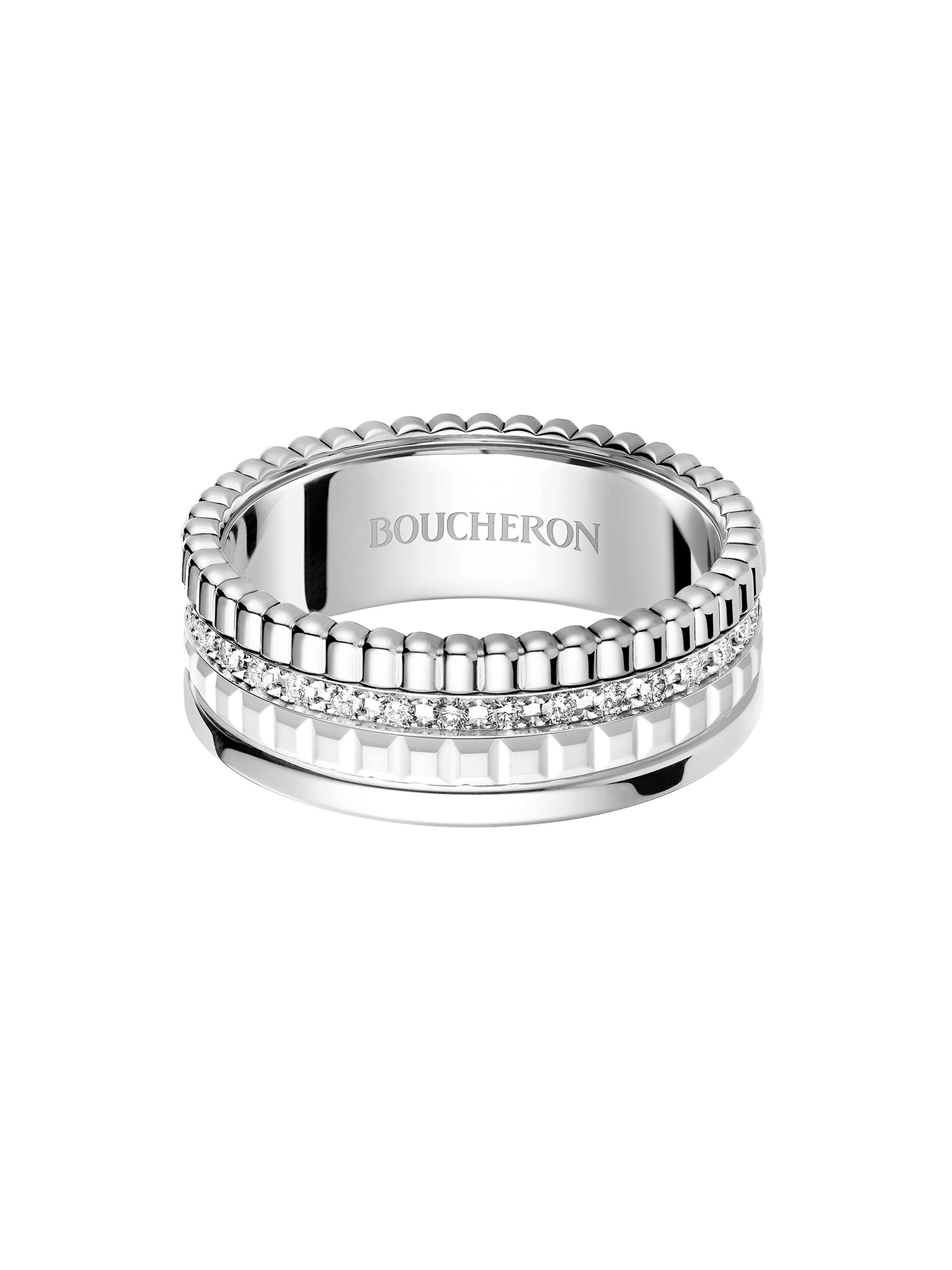 Boucheron Quatre White Edition 18K White Gold, HyCeram & 0.26 TCW
