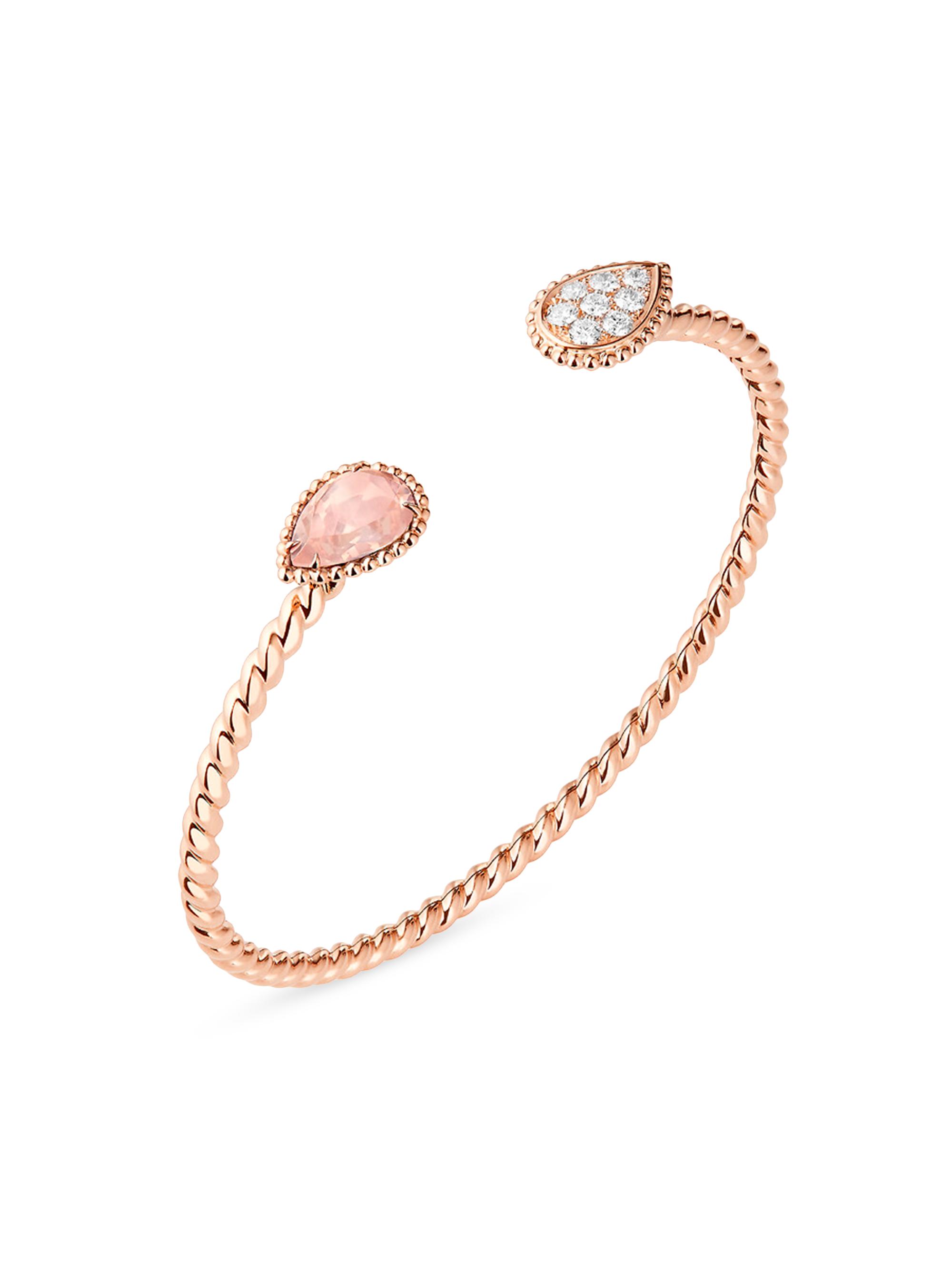Boucheron Women's Serpent Bohème 18K Rose Gold, 1.36 TCW Diamond & Pink Quartz Cuff - Rose Gold