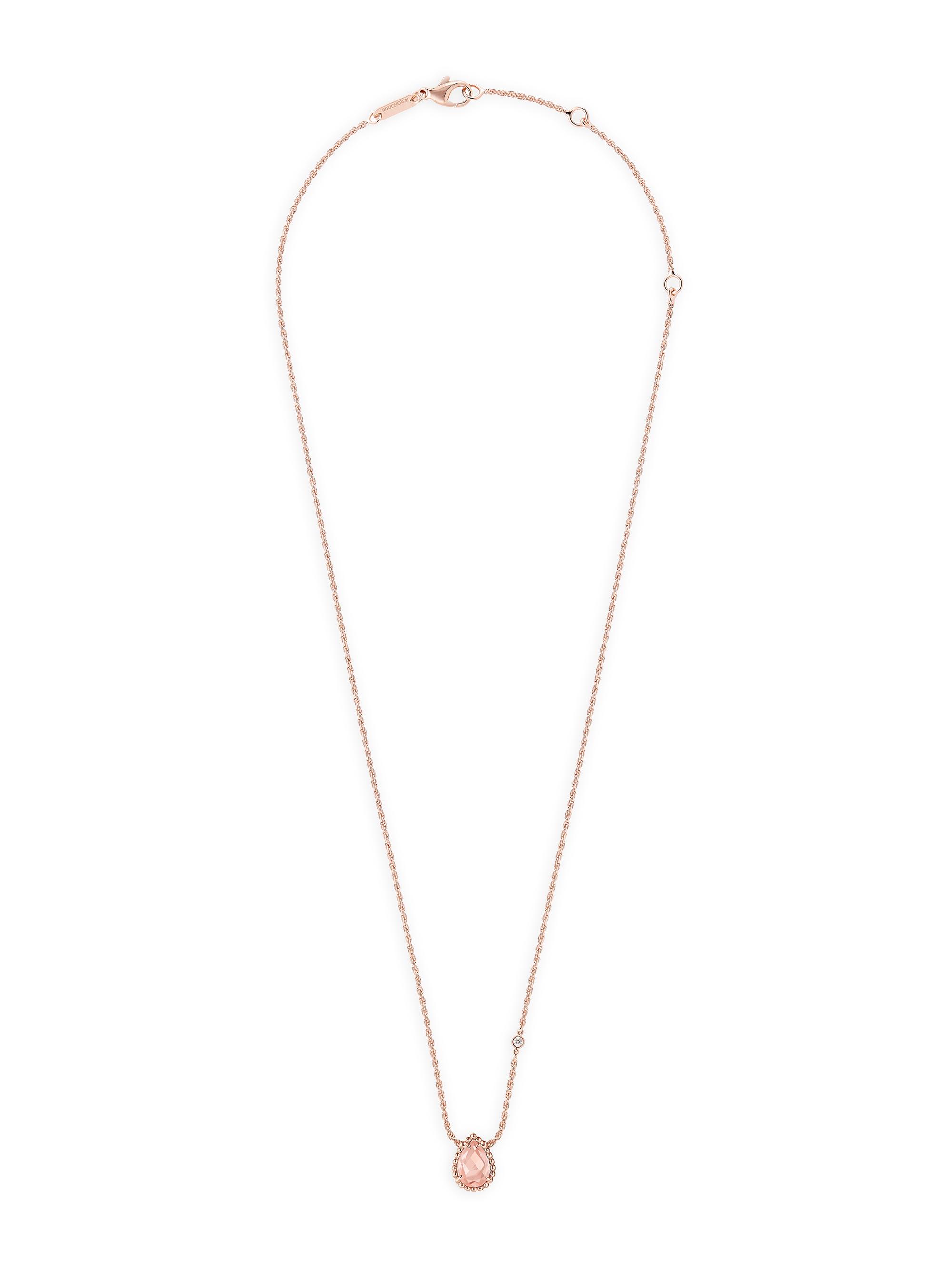 Boucheron Women's Serpent Bohème 18K Rose Gold, Pink Quartz & 0.03 TCW Diamond Pendant Necklace - Rose Gold