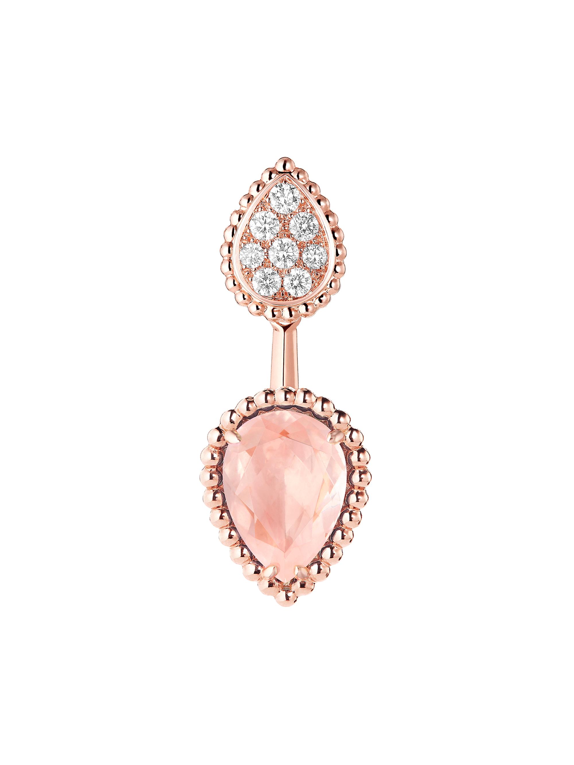 Boucheron Women's Serpent Bohème 18K Rose Gold, Pink Quartz & 0.16 TCW Diamond Single Ear Jacket - Rose Gold