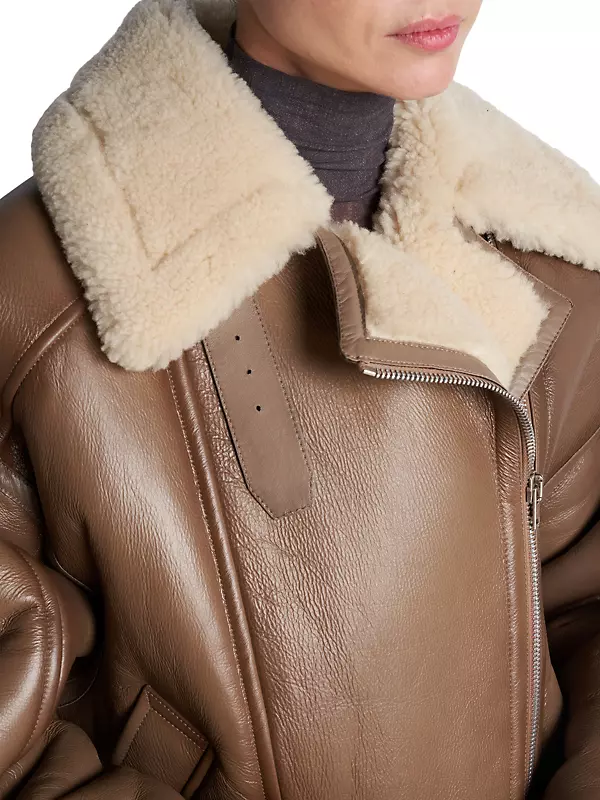 Shop Acne Studios Lamb Shearling & Calf Leather Jacket