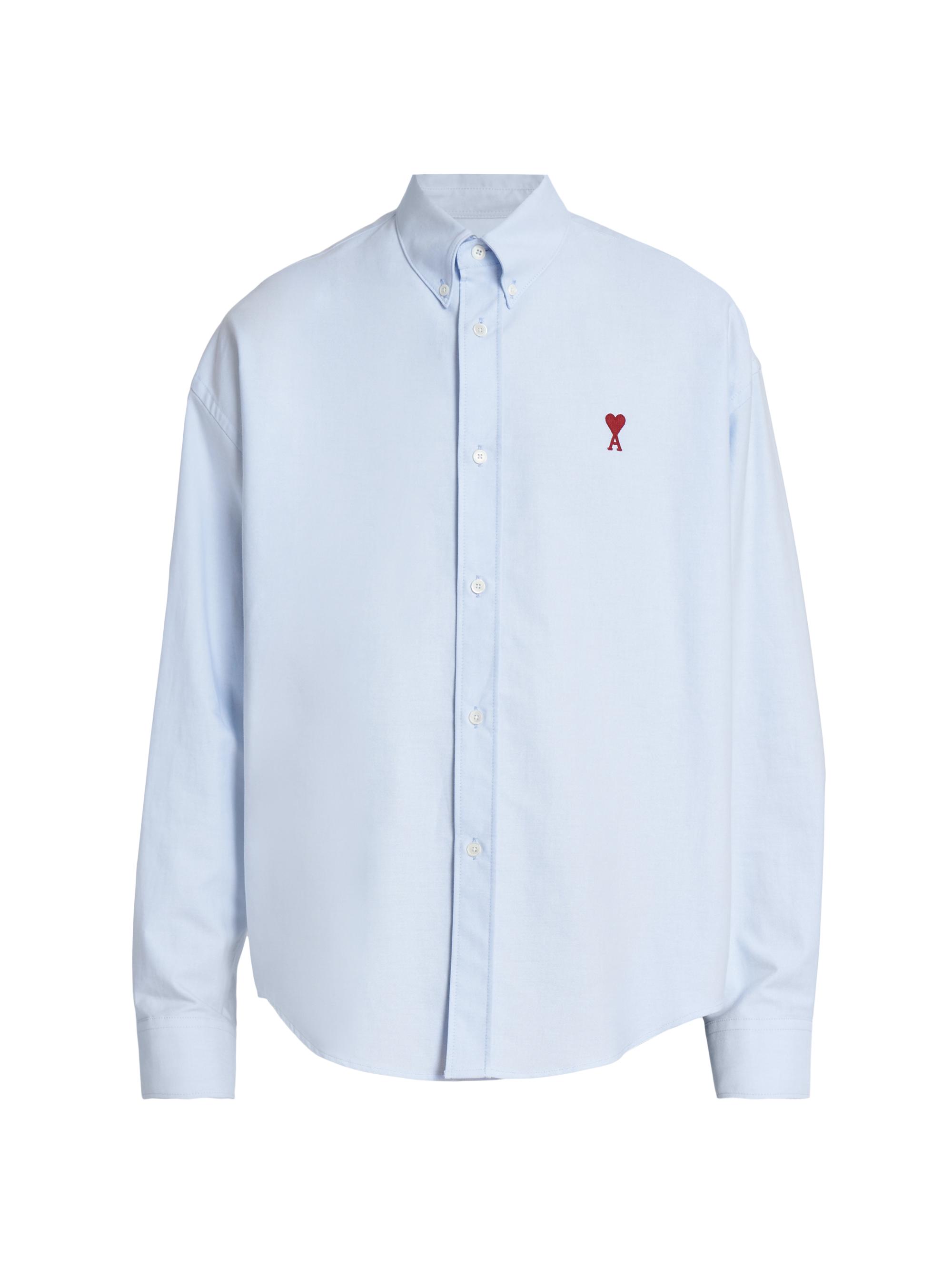 AMI Paris Men's Boxy Ami De Coeur Button-Up Shirt - Sky Blue
