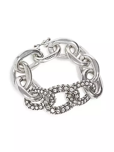 Silvertone Crystal Chain-Link Bracelet