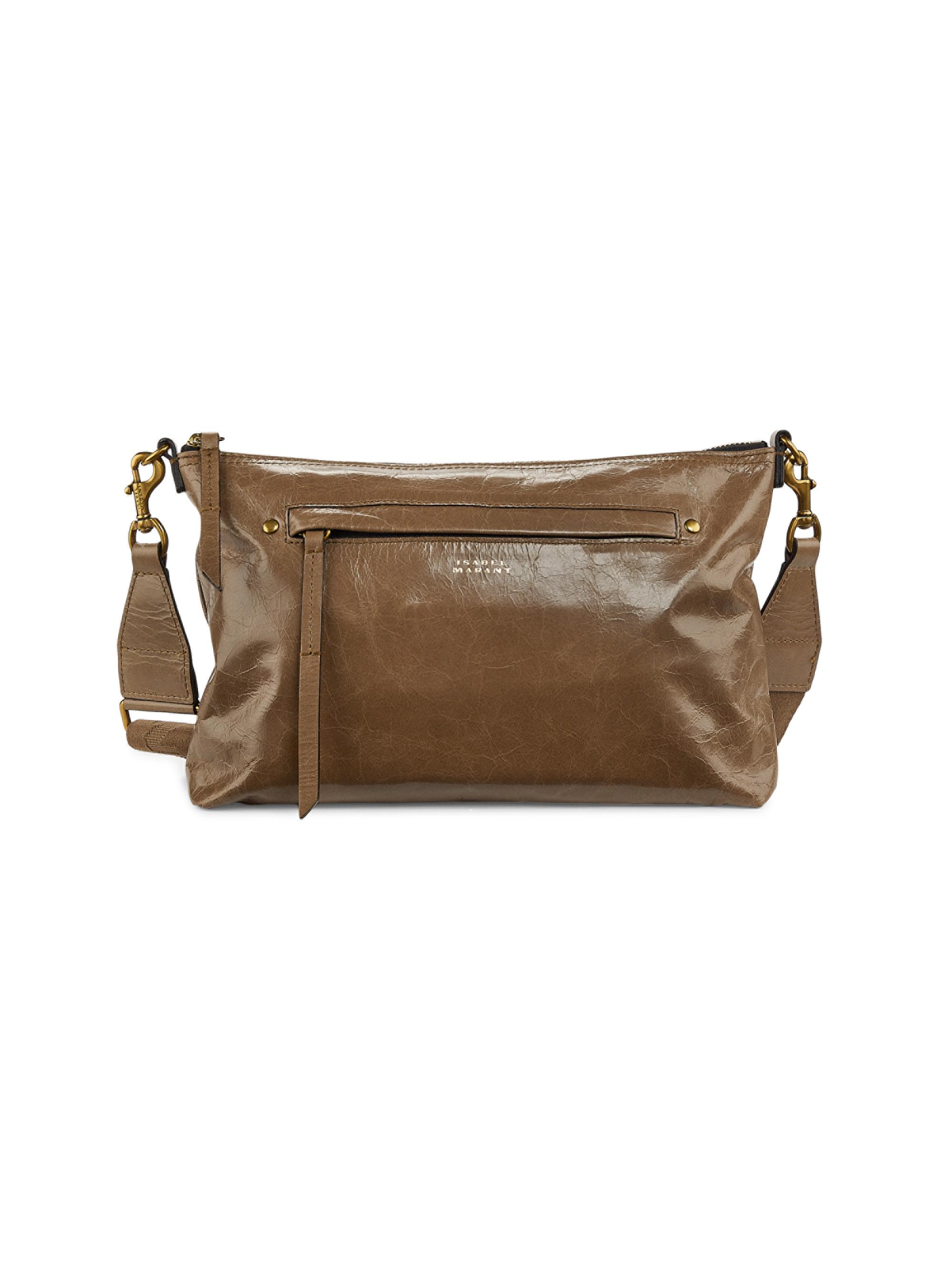 Isabel Marant Women's Nessah Patent Leather Shoulder Bag - Dark Khaki