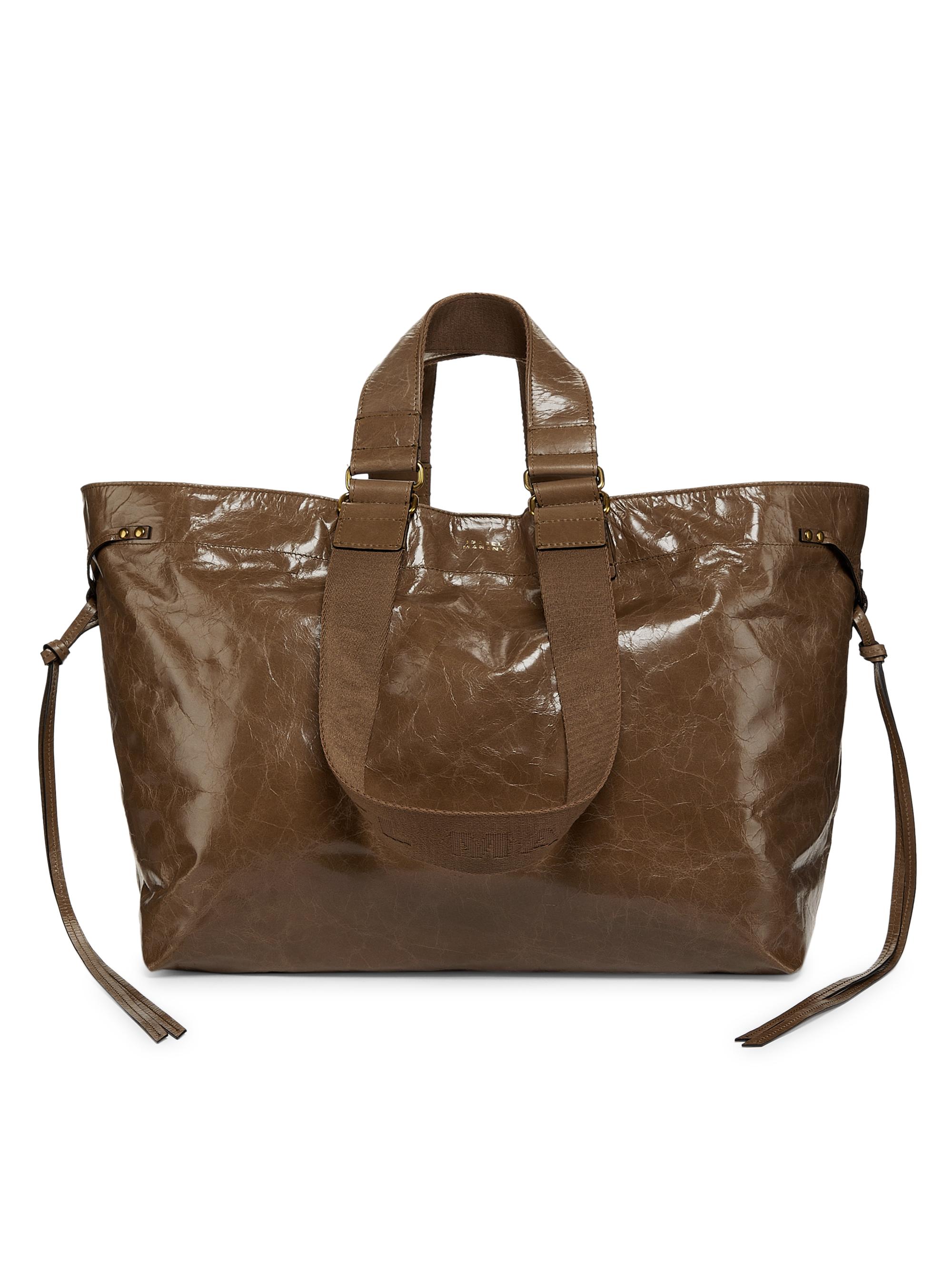 Isabel Marant Women's Wardy Patent Leather Tote Bag - Dark Khaki - Men's Bags
