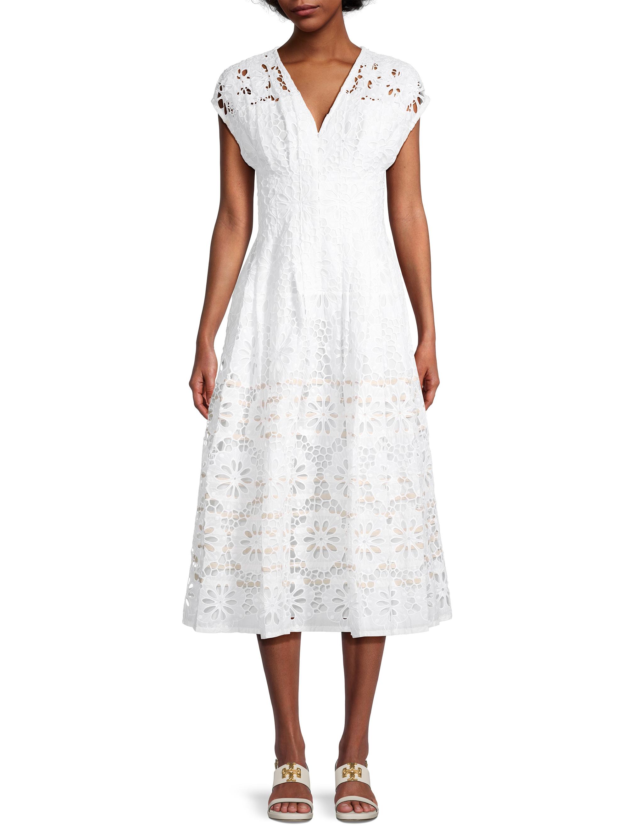 Tory Burch Claire McCardell Lace Midi-Dress | Saks Fifth Avenue