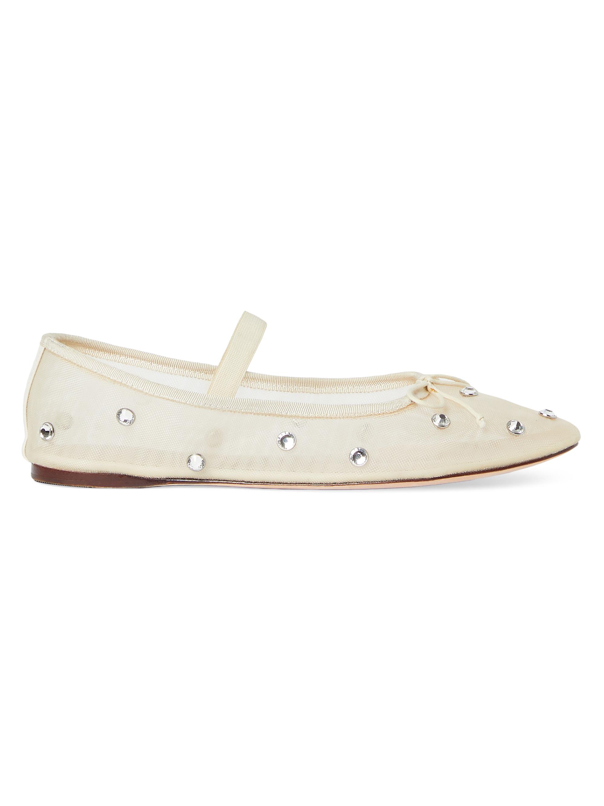 Loeffler Randall Women's Leonie Crystal Mesh Ballet Flats - Cream